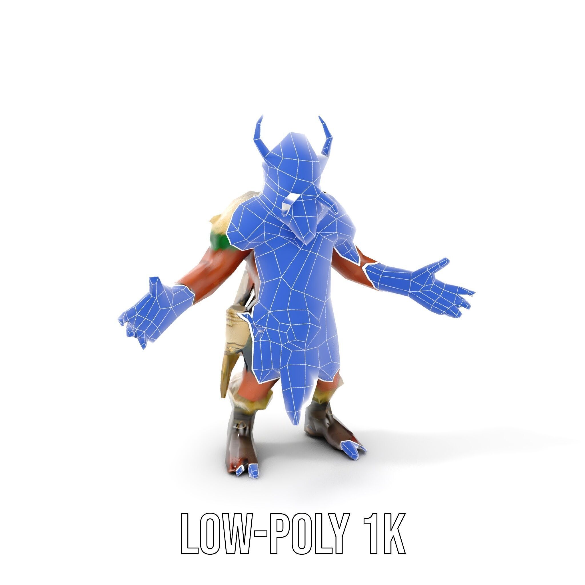 Horned Warrior Dwarf Rigged and Animated D Character Model Low-poly 3D model_13
