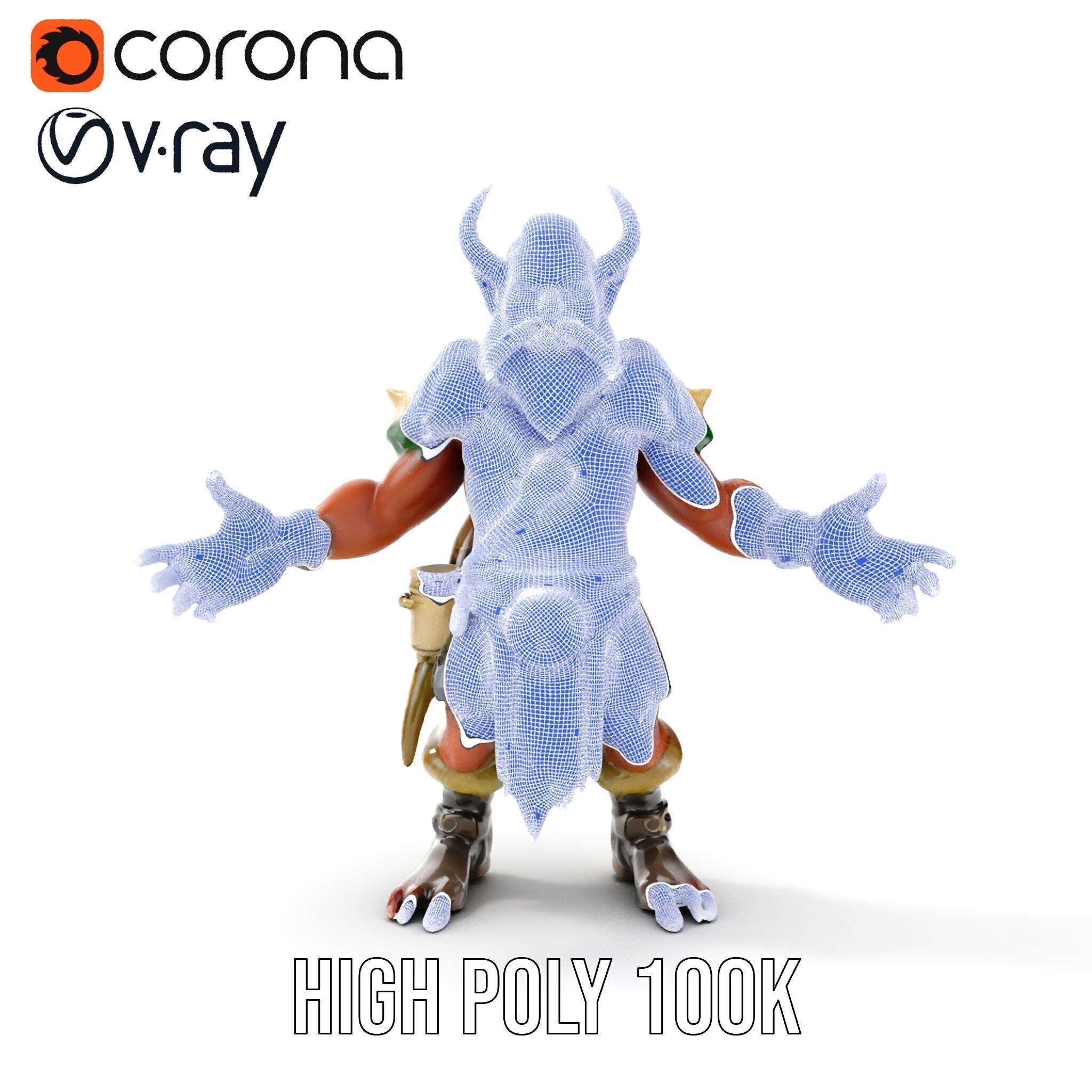 Horned Warrior Dwarf Rigged and Animated D Character Model Low-poly 3D model_37