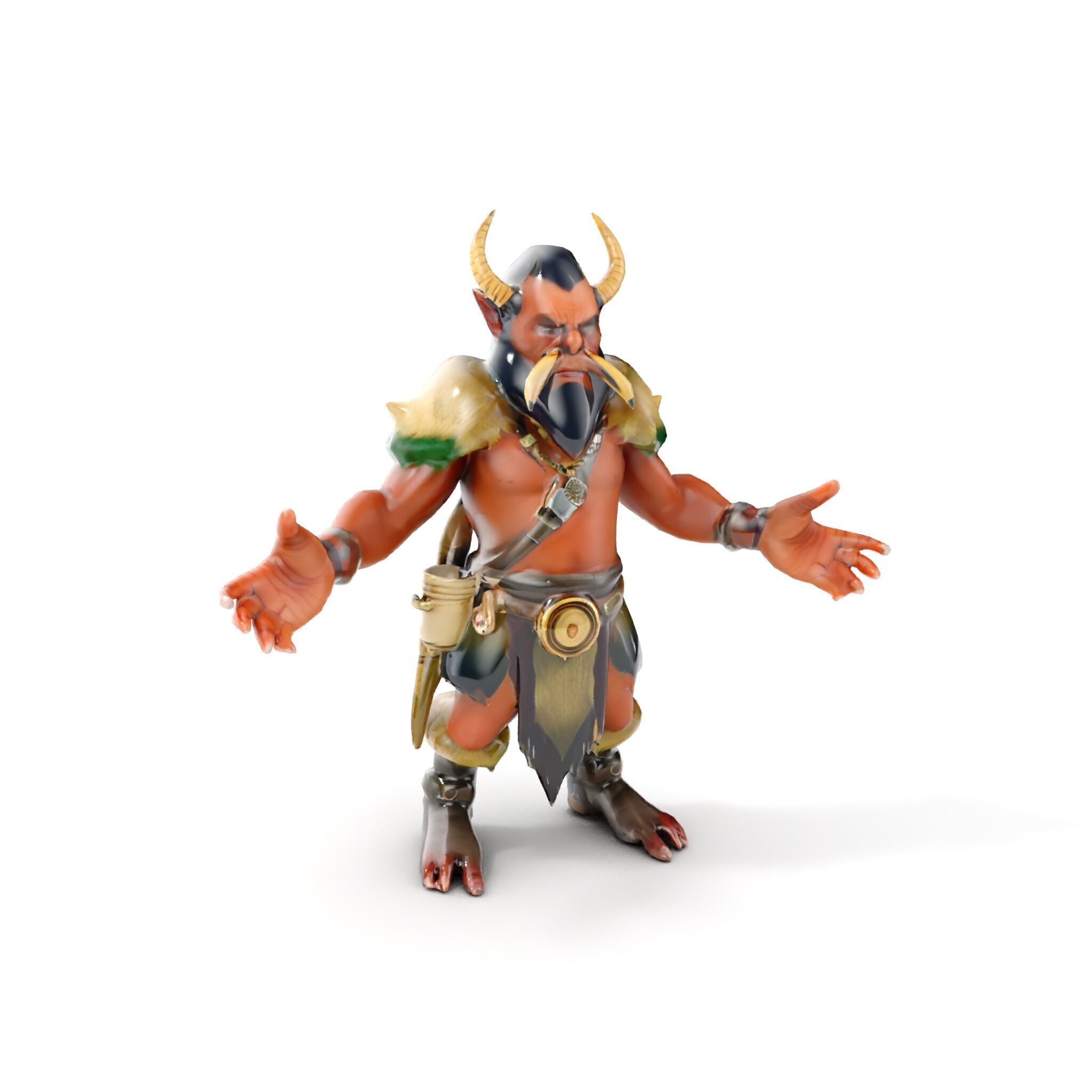 Horned Warrior Dwarf Rigged and Animated D Character Model Low-poly 3D model_12