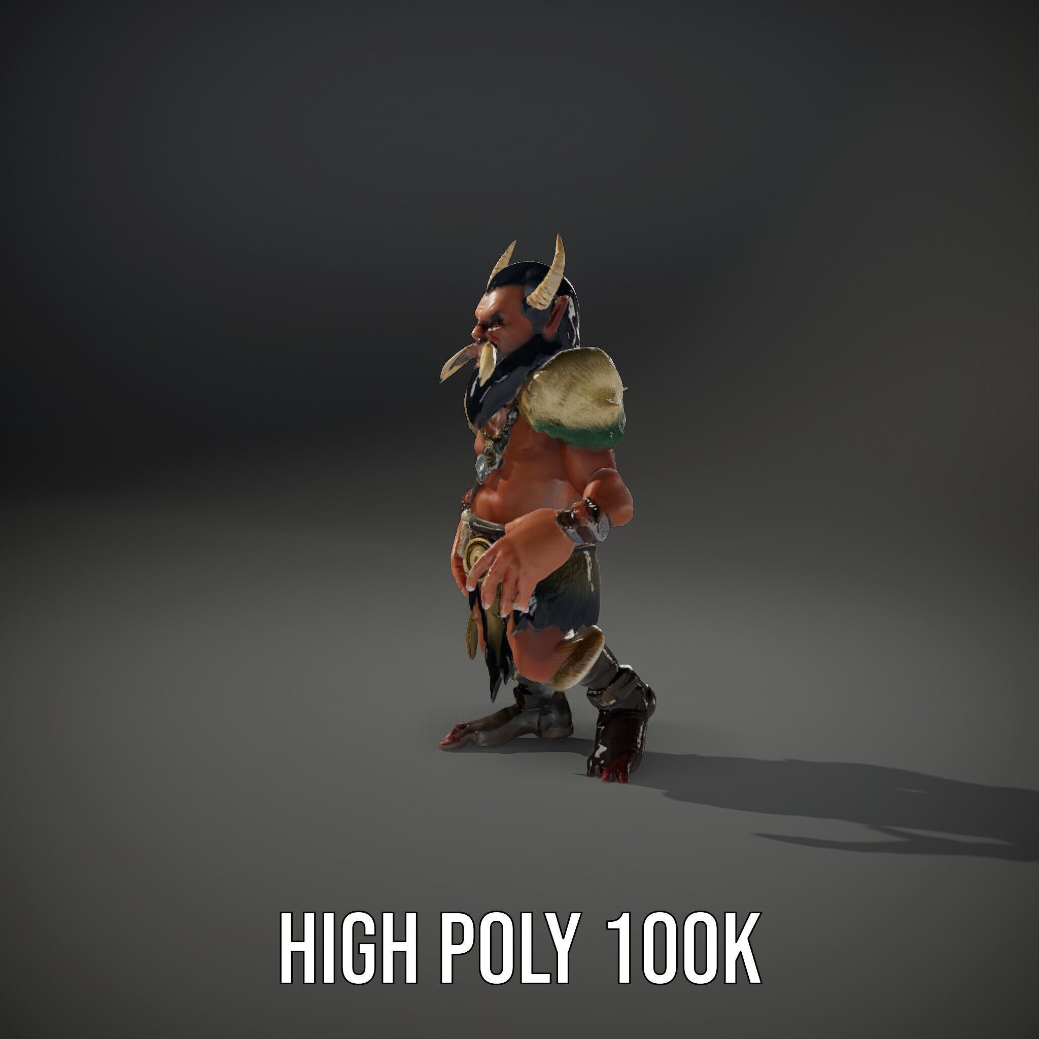 Horned Warrior Dwarf Rigged and Animated D Character Model Low-poly 3D model_14