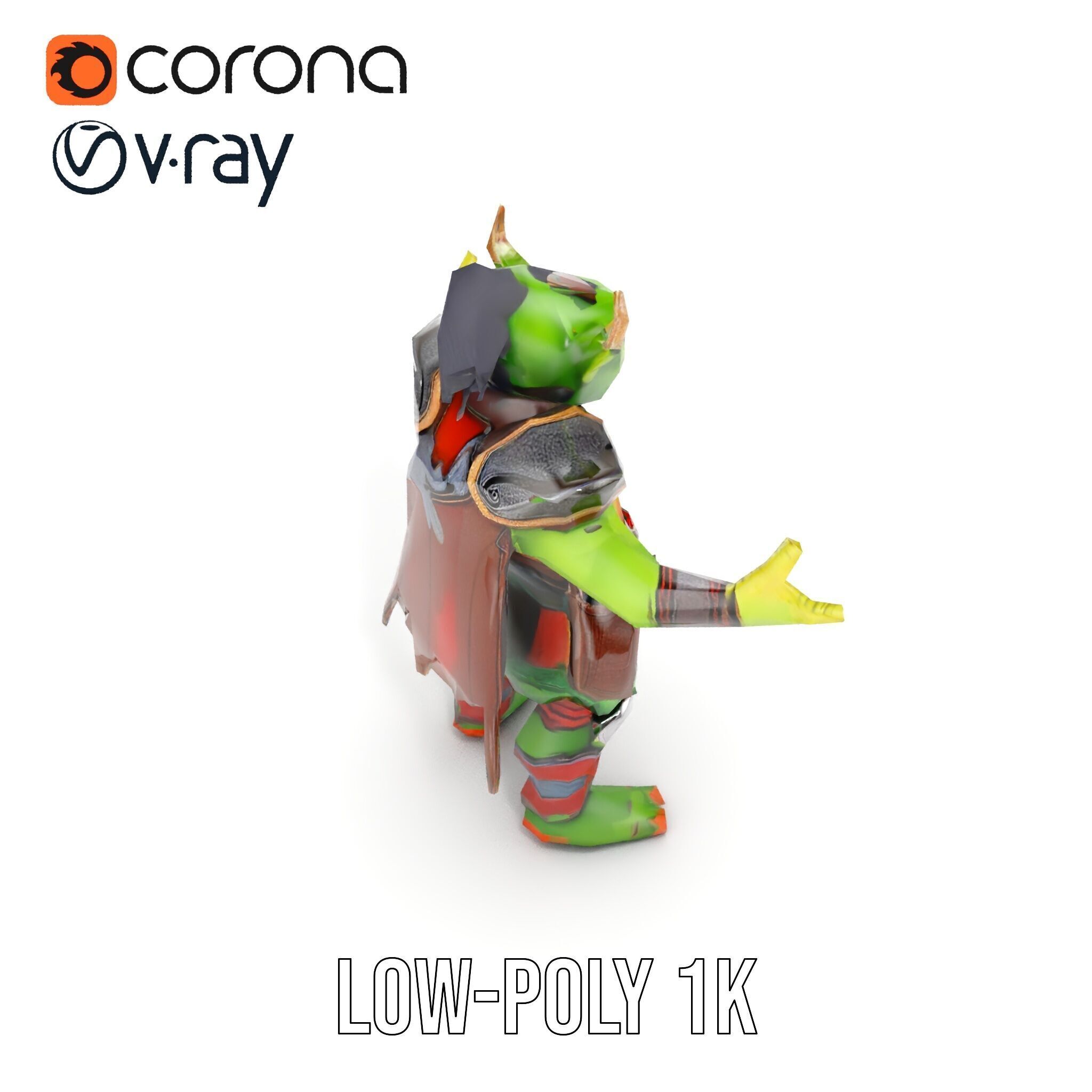 Orc Warlord Rigged and Animated for Games and Cinematics Low-poly 3D model_20