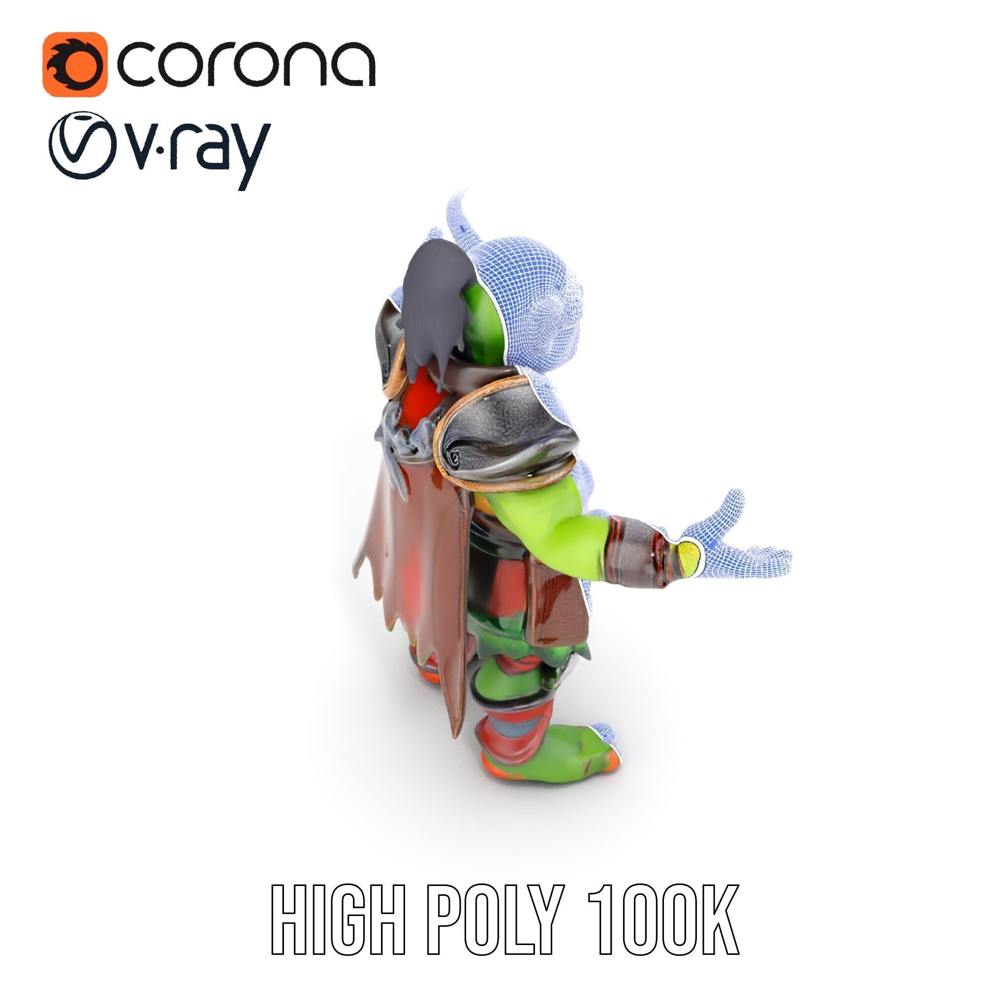 Orc Warlord Rigged and Animated for Games and Cinematics Low-poly 3D model_35