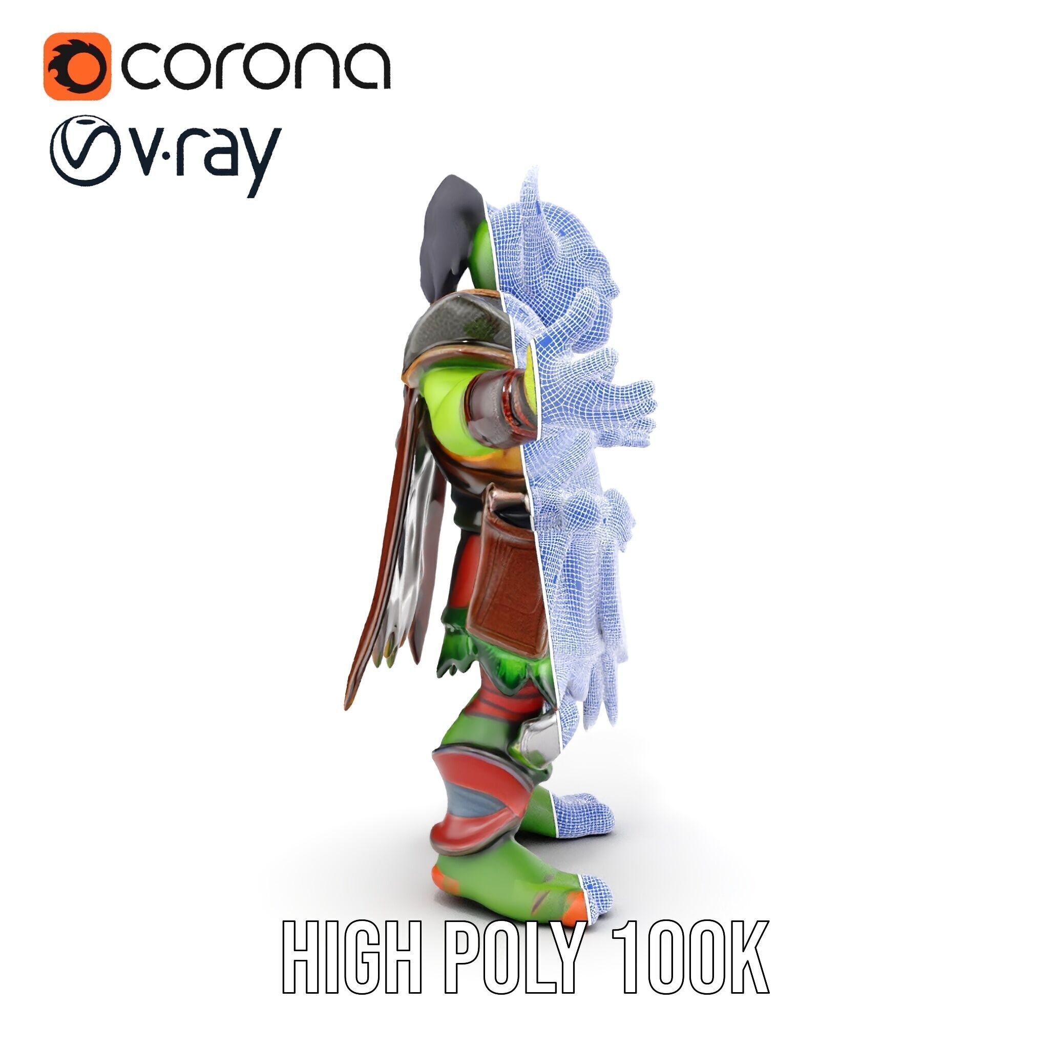 Orc Warlord Rigged and Animated for Games and Cinematics Low-poly 3D model_39