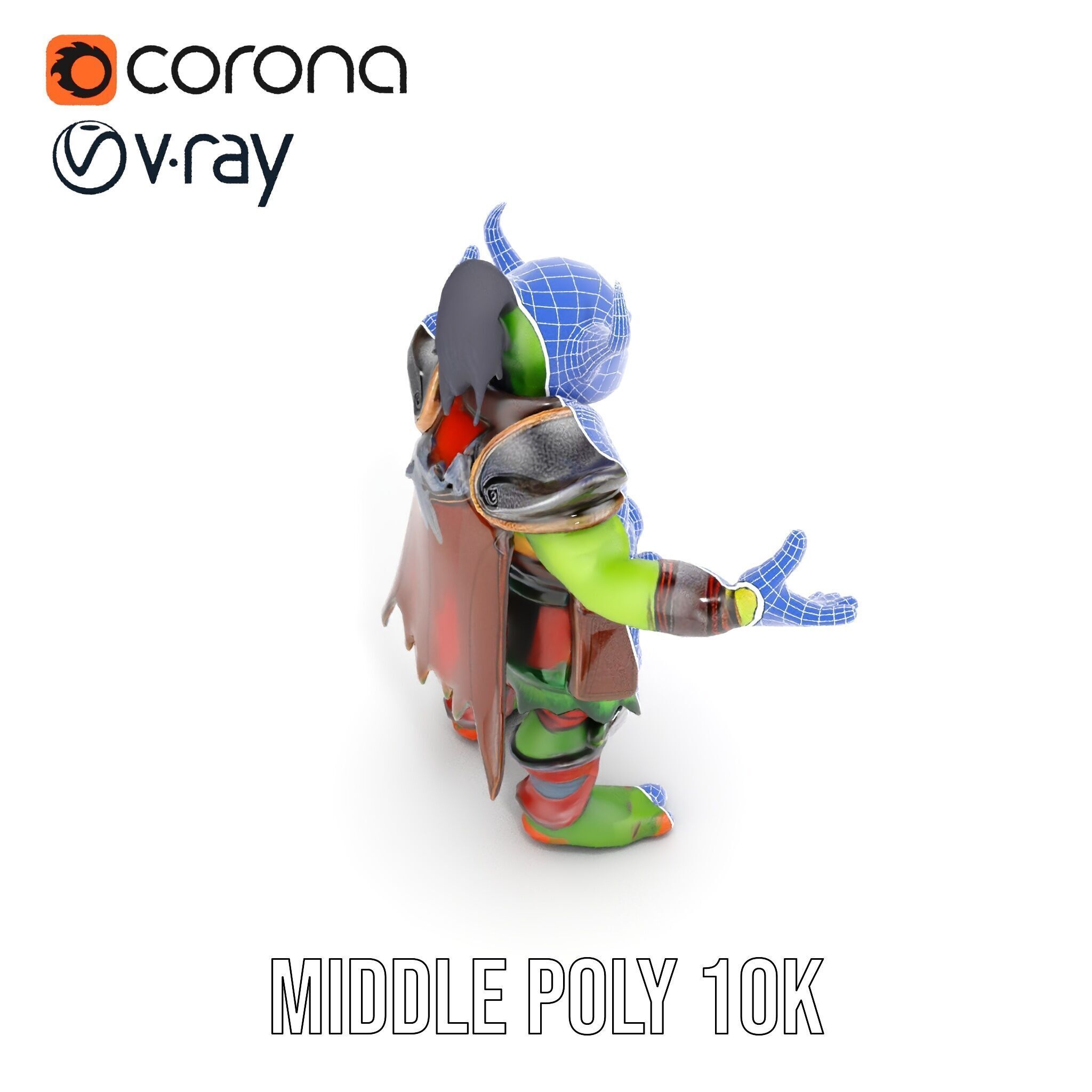 Orc Warlord Rigged and Animated for Games and Cinematics Low-poly 3D model_28