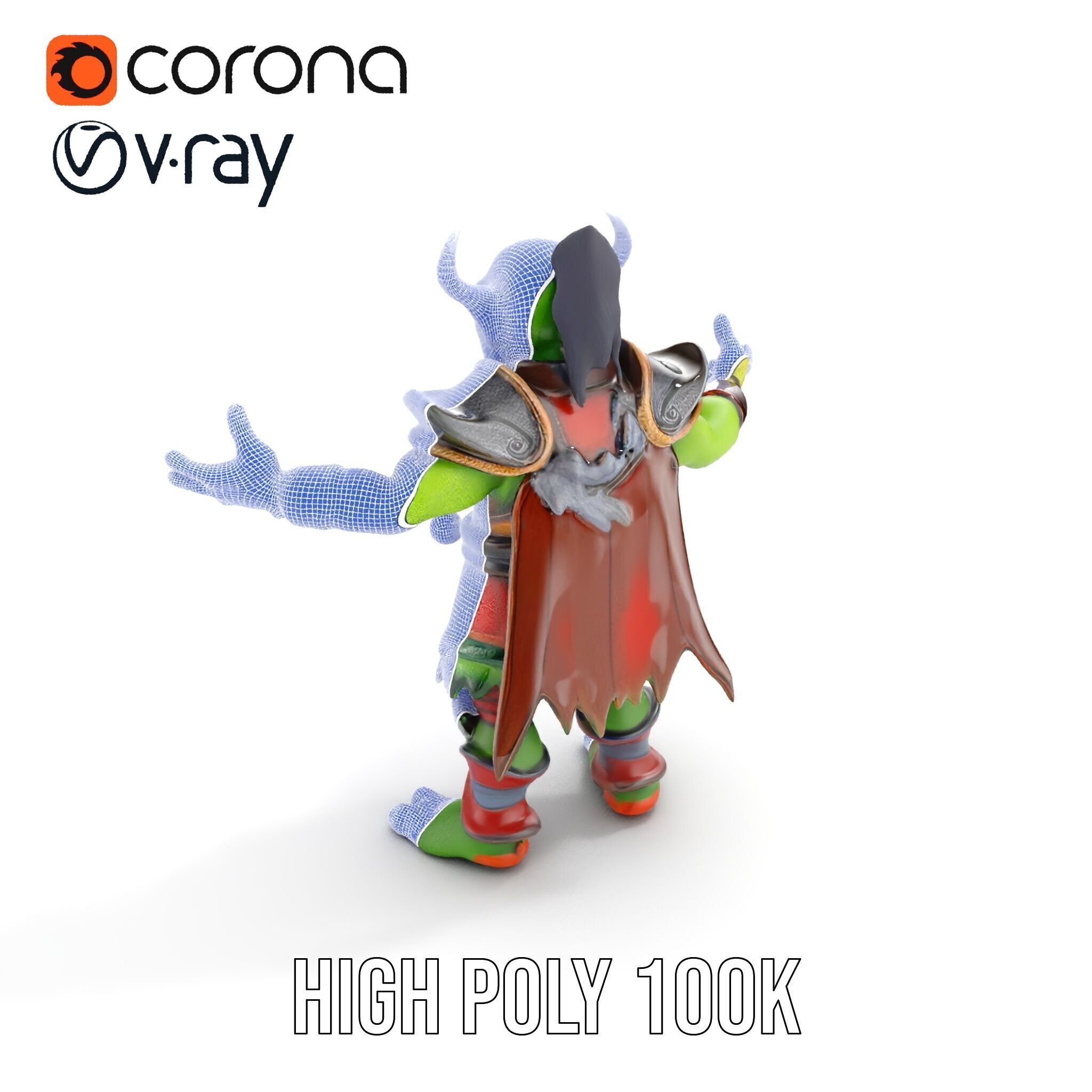 Orc Warlord Rigged and Animated for Games and Cinematics Low-poly 3D model_24