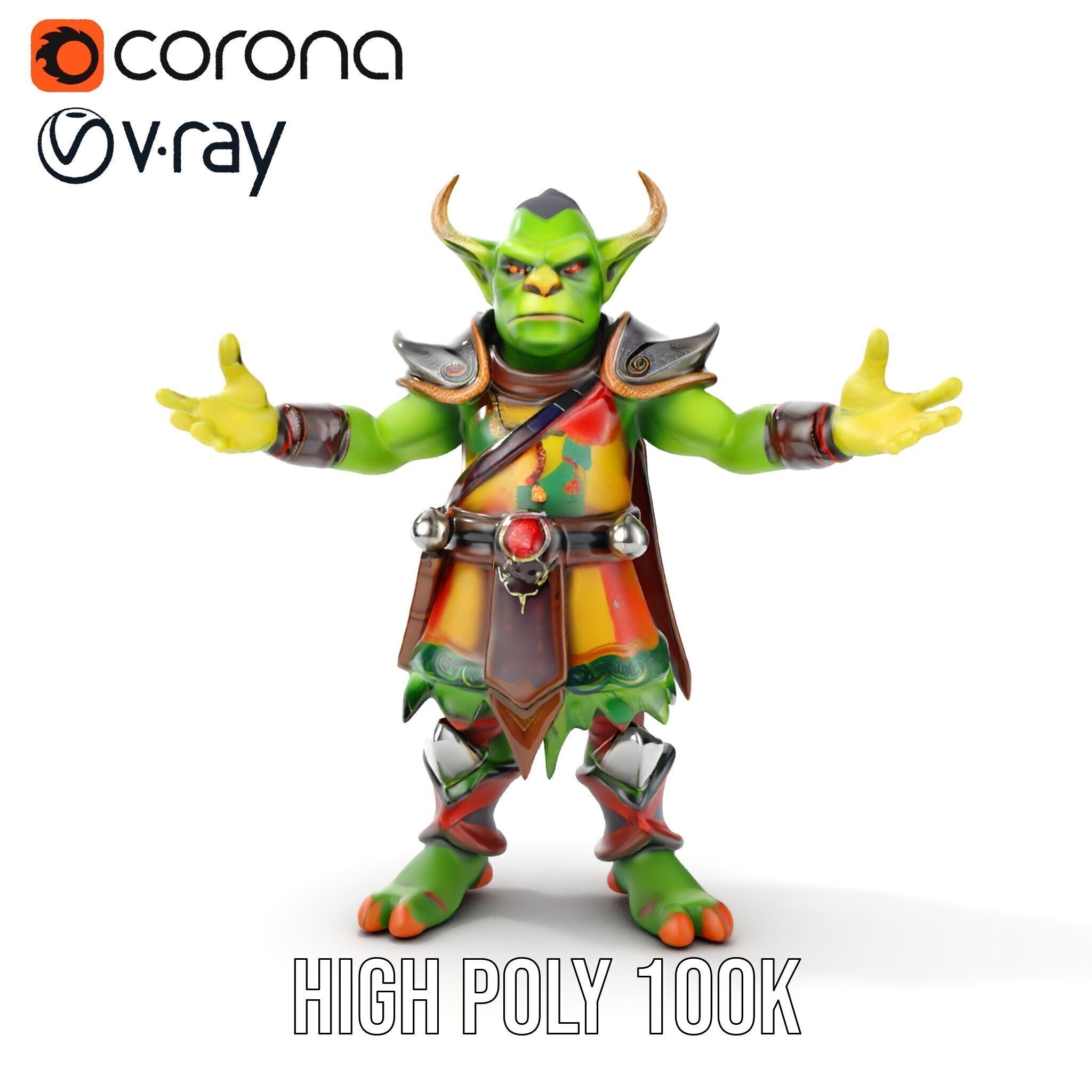 Orc Warlord Rigged and Animated for Games and Cinematics Low-poly 3D model_27