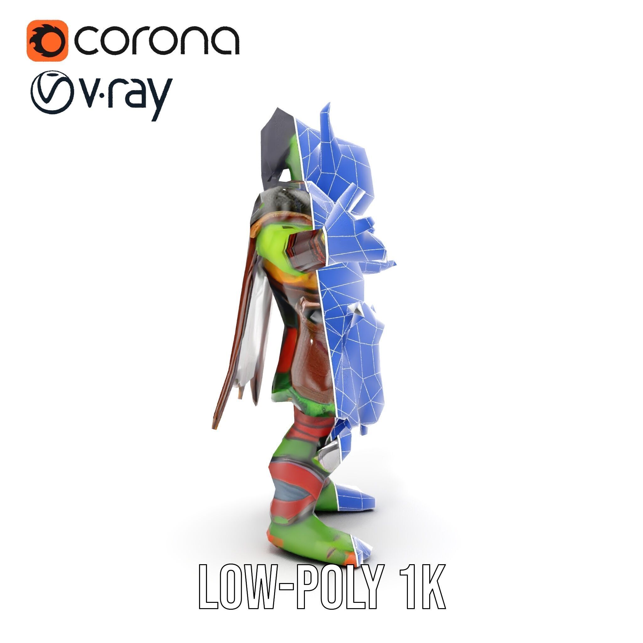 Orc Warlord Rigged and Animated for Games and Cinematics Low-poly 3D model_29