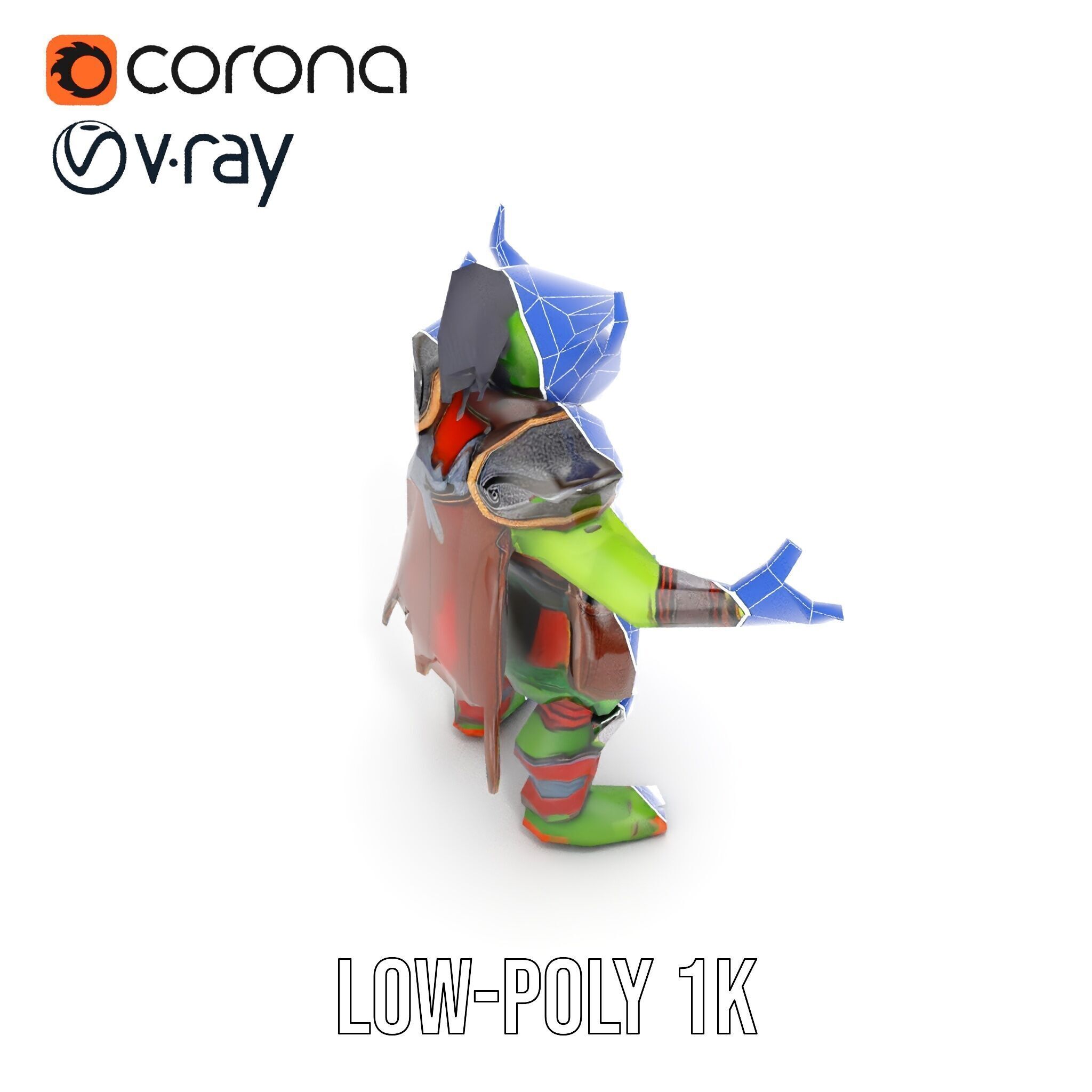 Orc Warlord Rigged and Animated for Games and Cinematics Low-poly 3D model_16