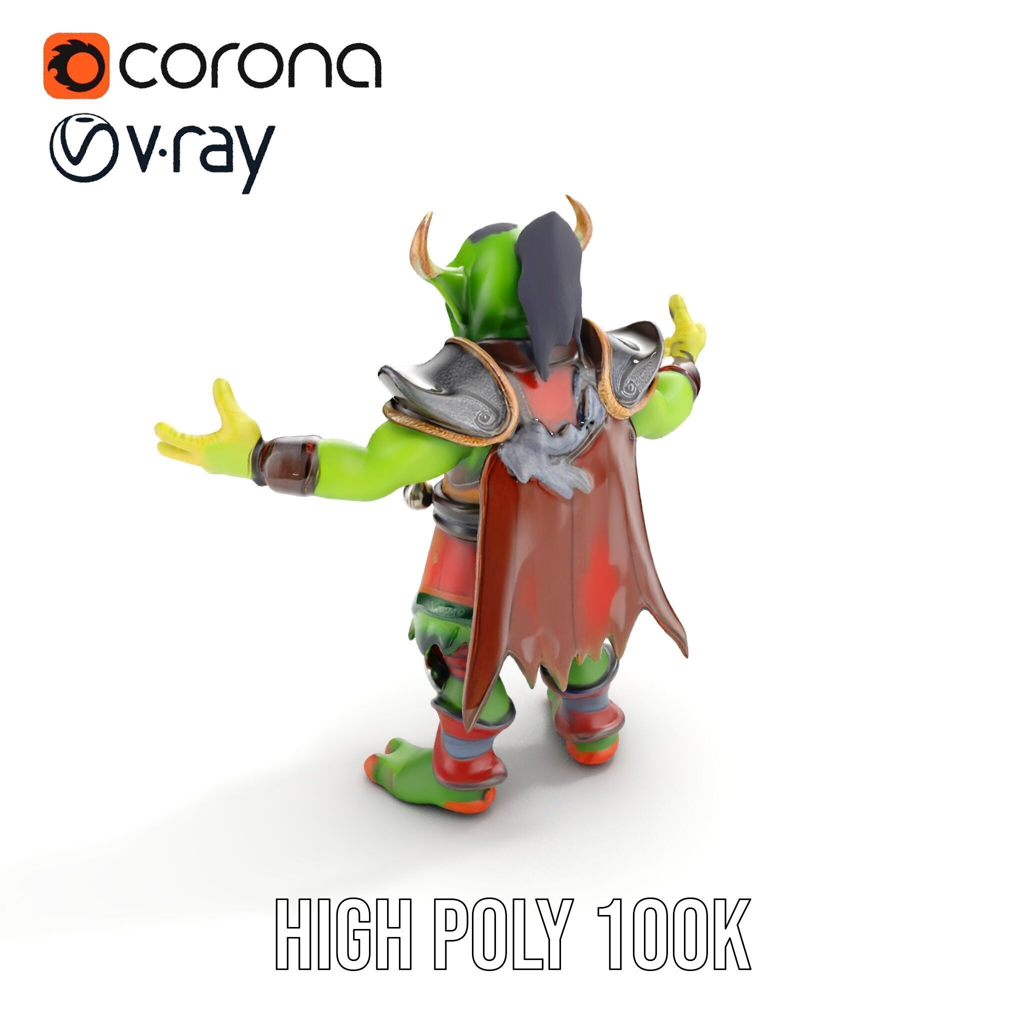 Orc Warlord Rigged and Animated for Games and Cinematics Low-poly 3D model_21
