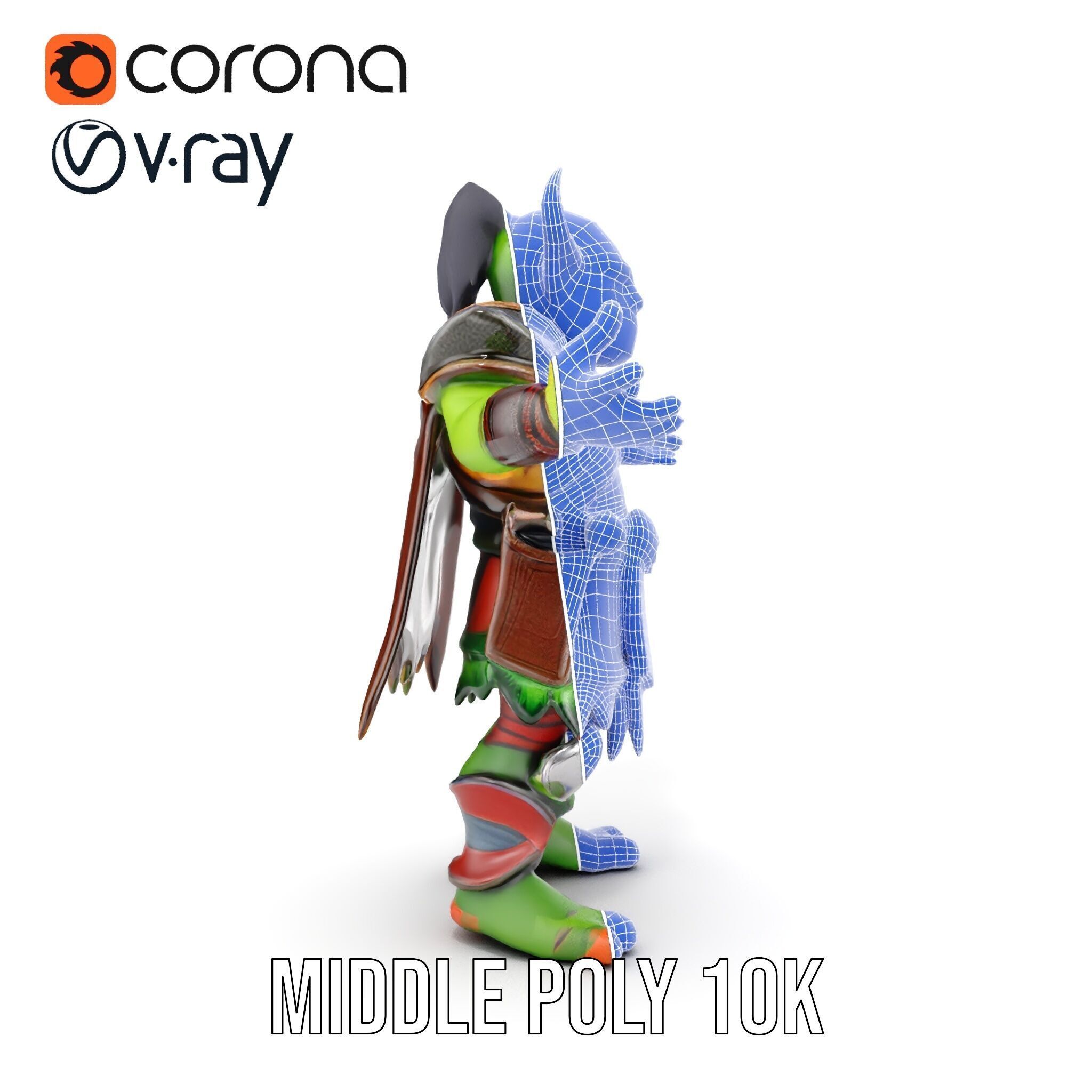 Orc Warlord Rigged and Animated for Games and Cinematics Low-poly 3D model_36