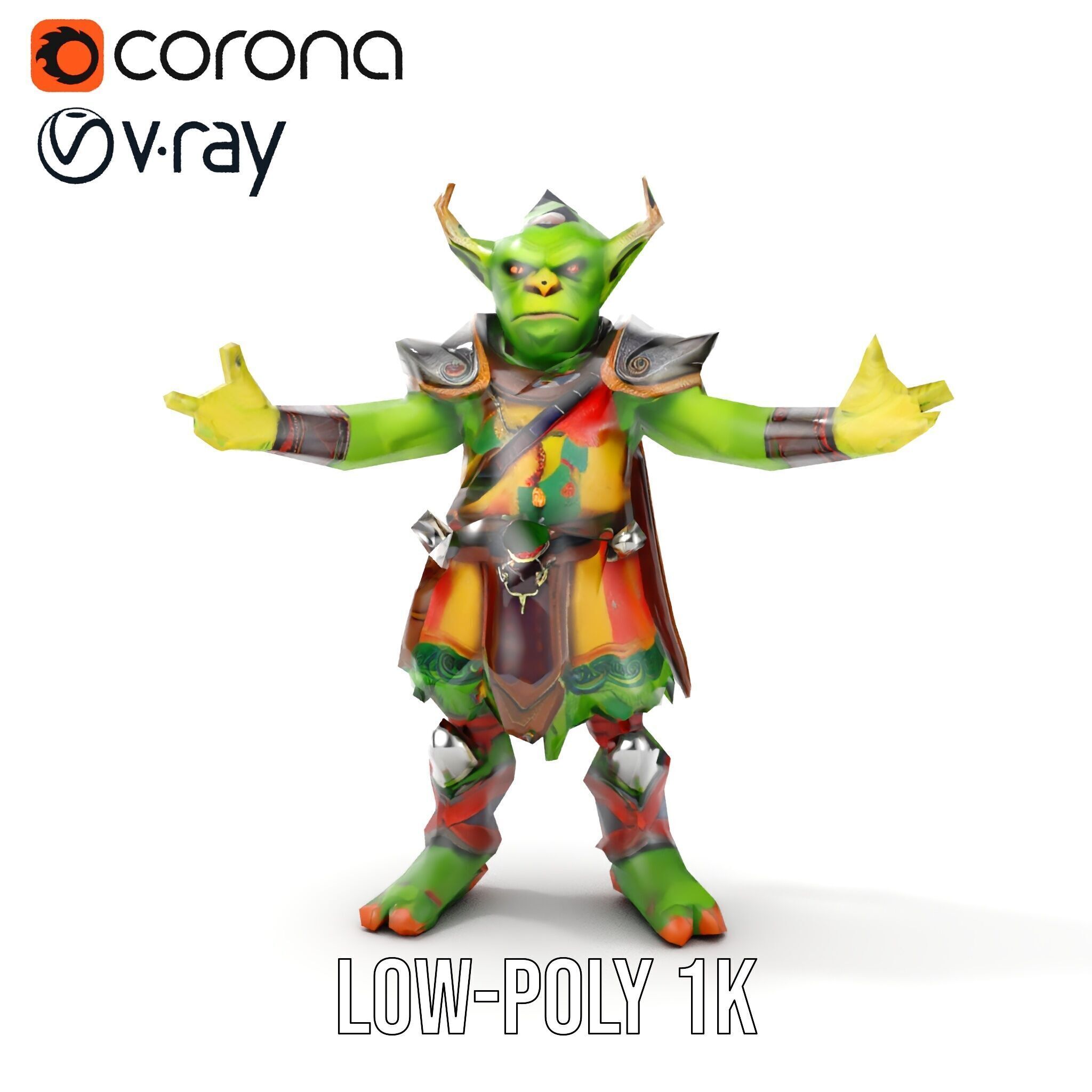 Orc Warlord Rigged and Animated for Games and Cinematics Low-poly 3D model_18