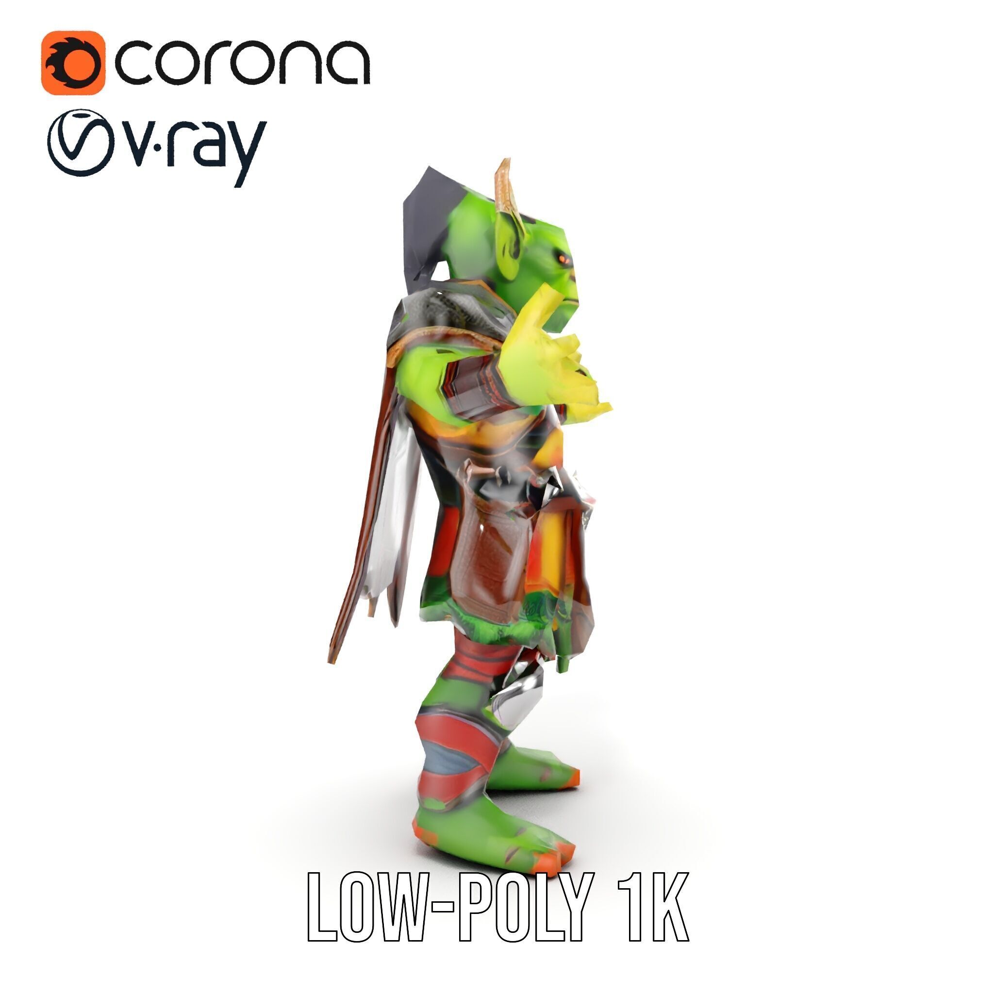 Orc Warlord Rigged and Animated for Games and Cinematics Low-poly 3D model_13