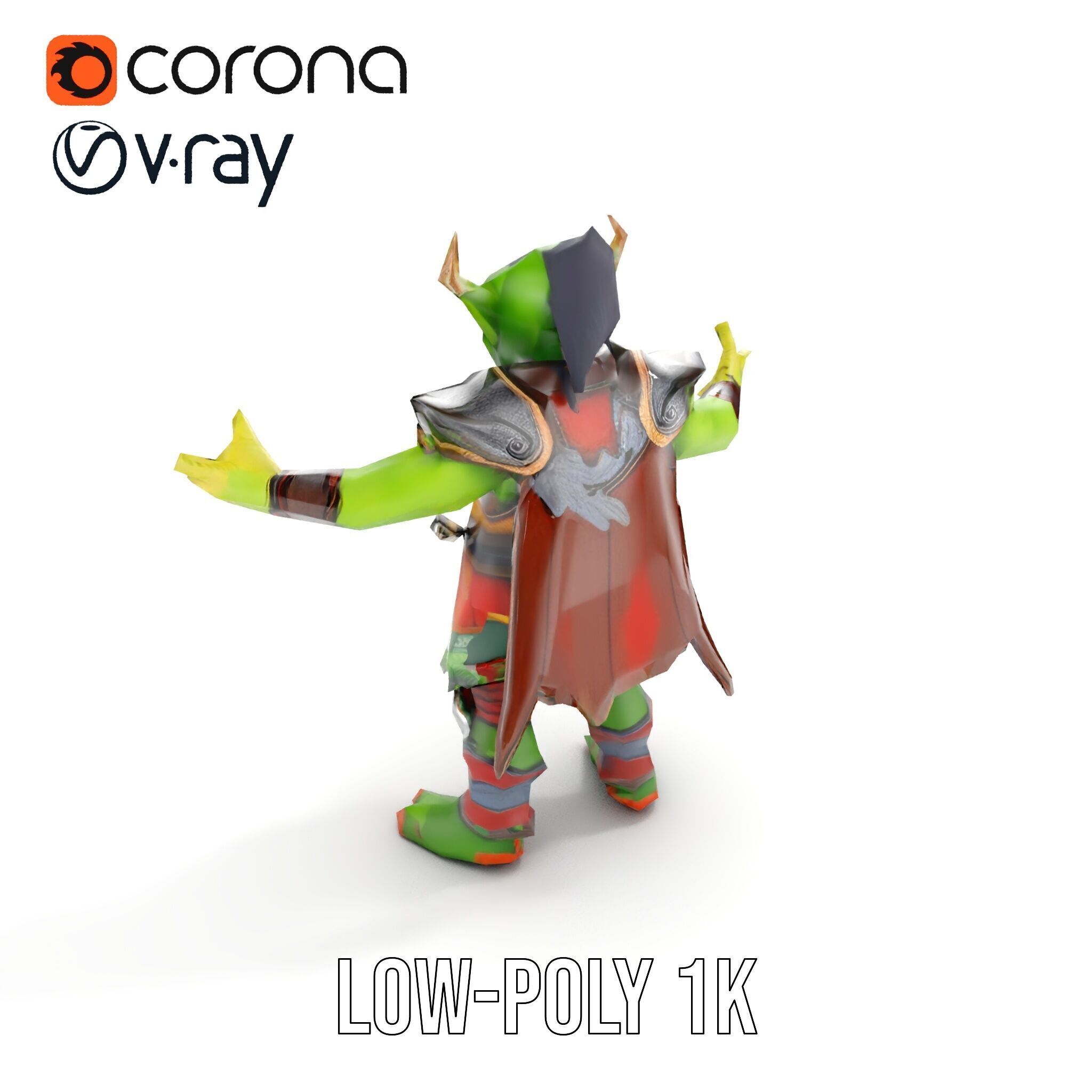 Orc Warlord Rigged and Animated for Games and Cinematics Low-poly 3D model_7