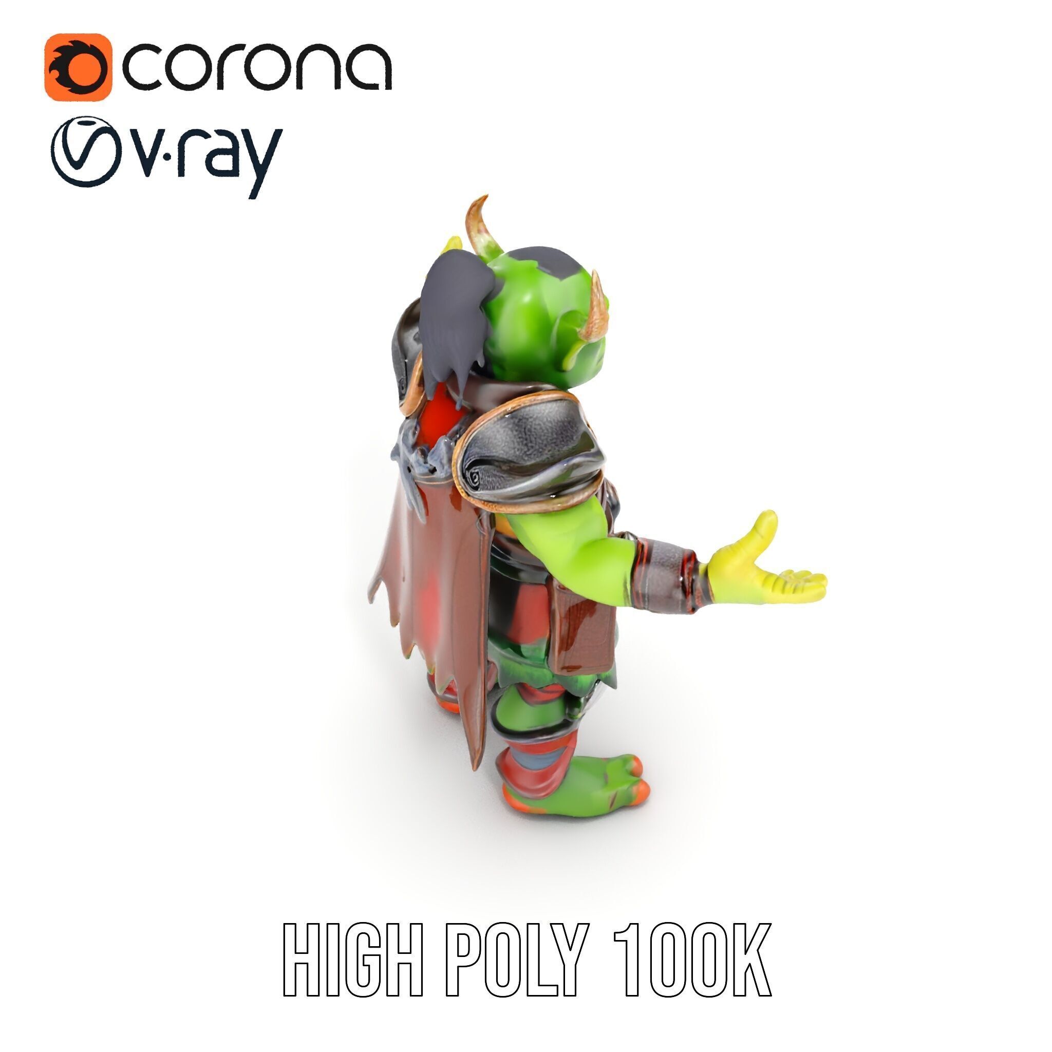 Orc Warlord Rigged and Animated for Games and Cinematics Low-poly 3D model_30