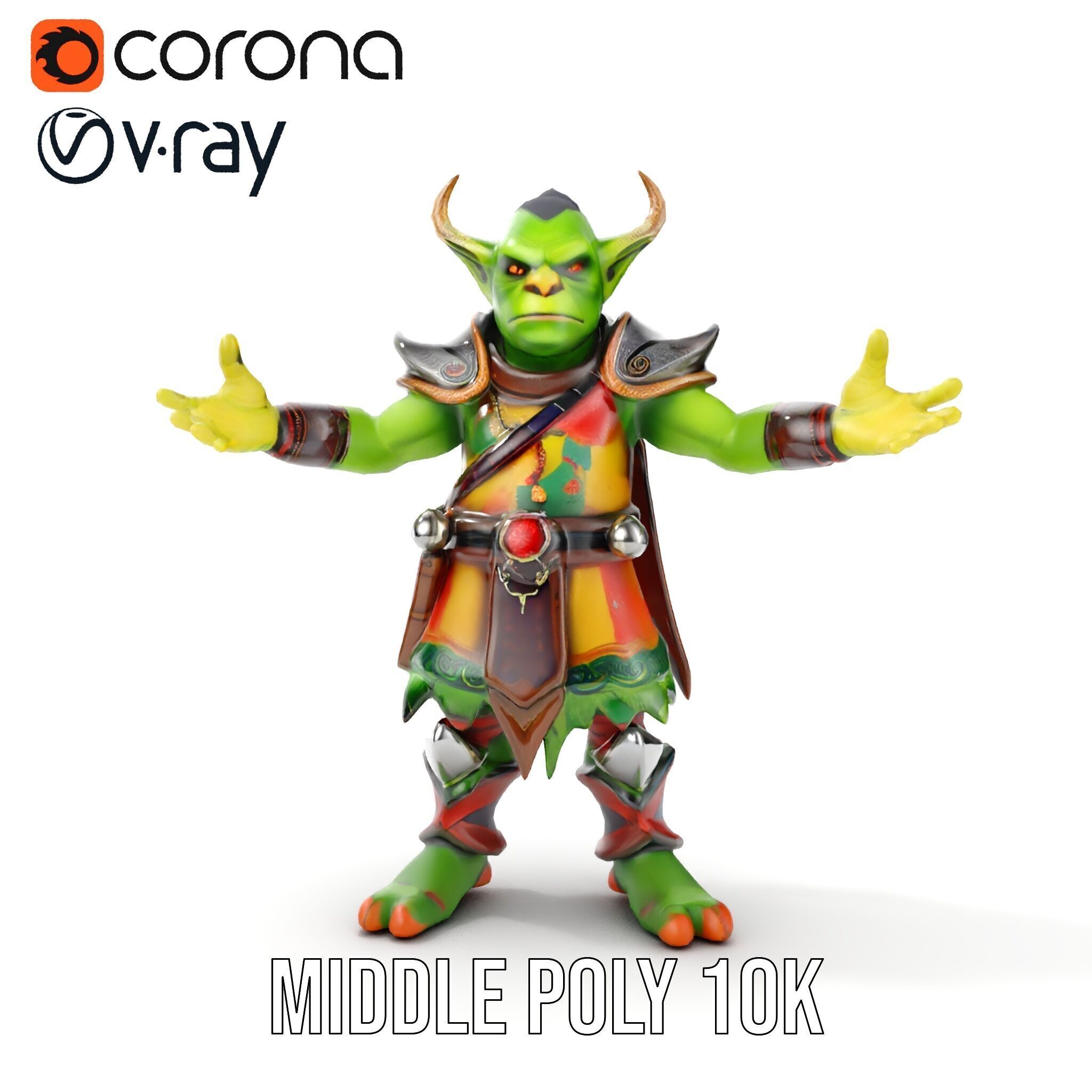 Orc Warlord Rigged and Animated for Games and Cinematics Low-poly 3D model_17
