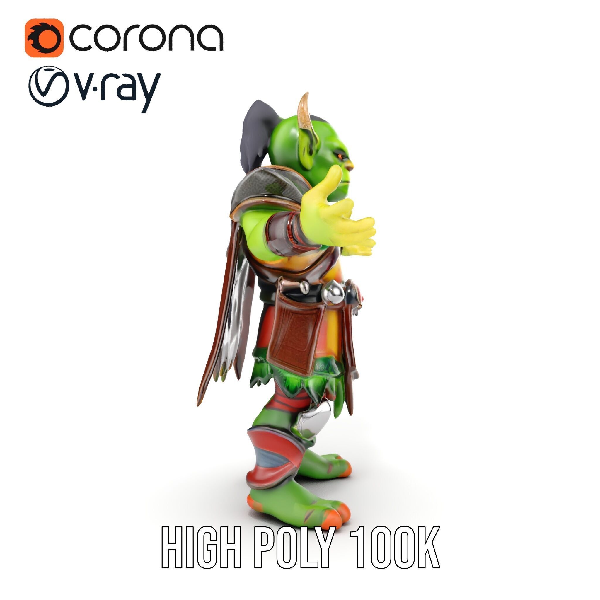 Orc Warlord Rigged and Animated for Games and Cinematics Low-poly 3D model_37