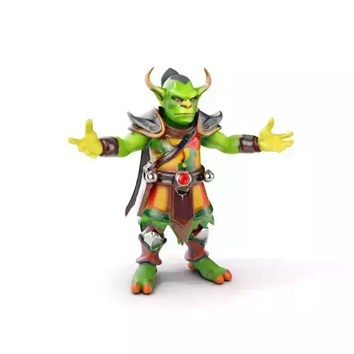 Orc Warlord Rigged and Animated for Games and Cinematics Low-poly 3D model
