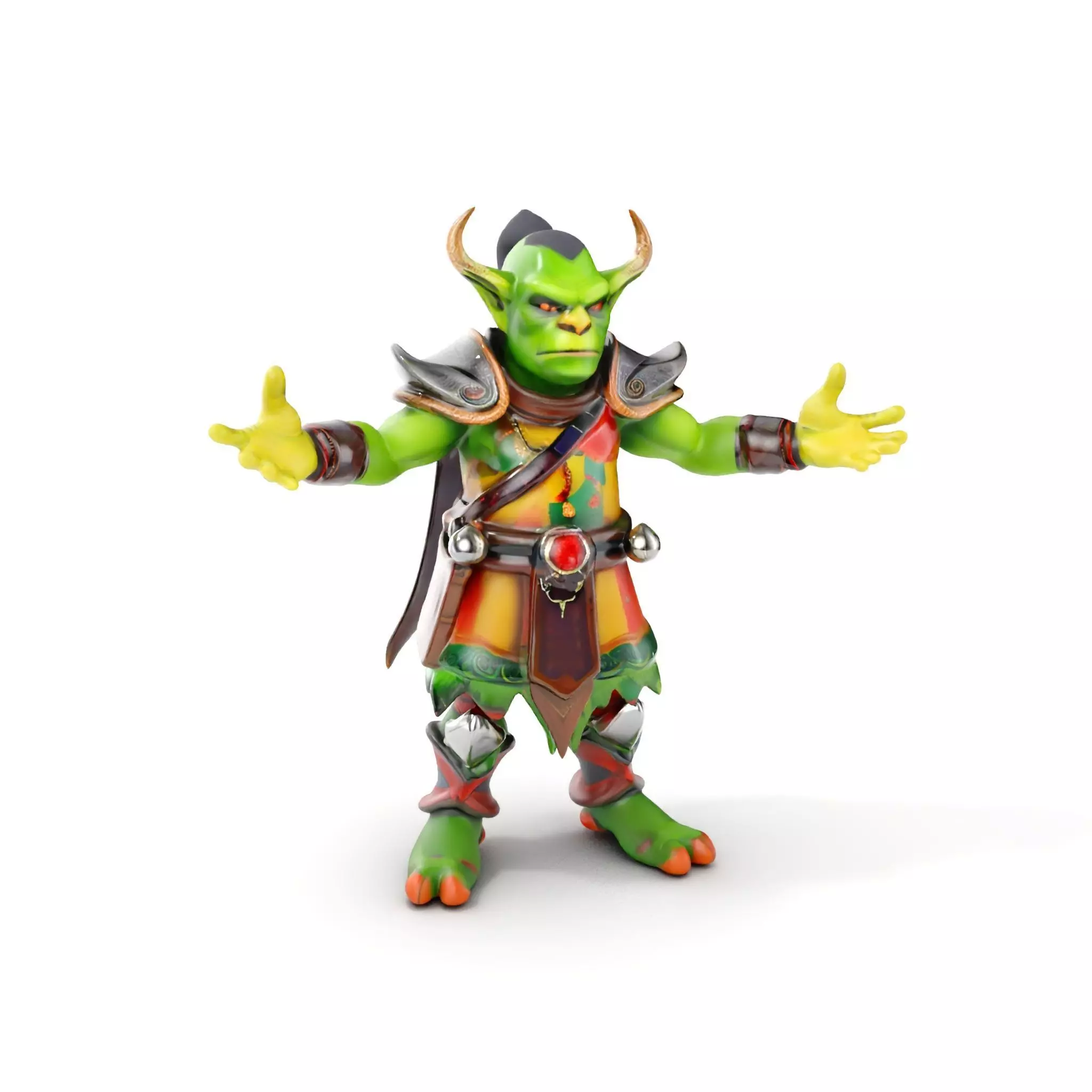 Orc Warlord Rigged and Animated for Games and Cinematics Low-poly 3D model_0