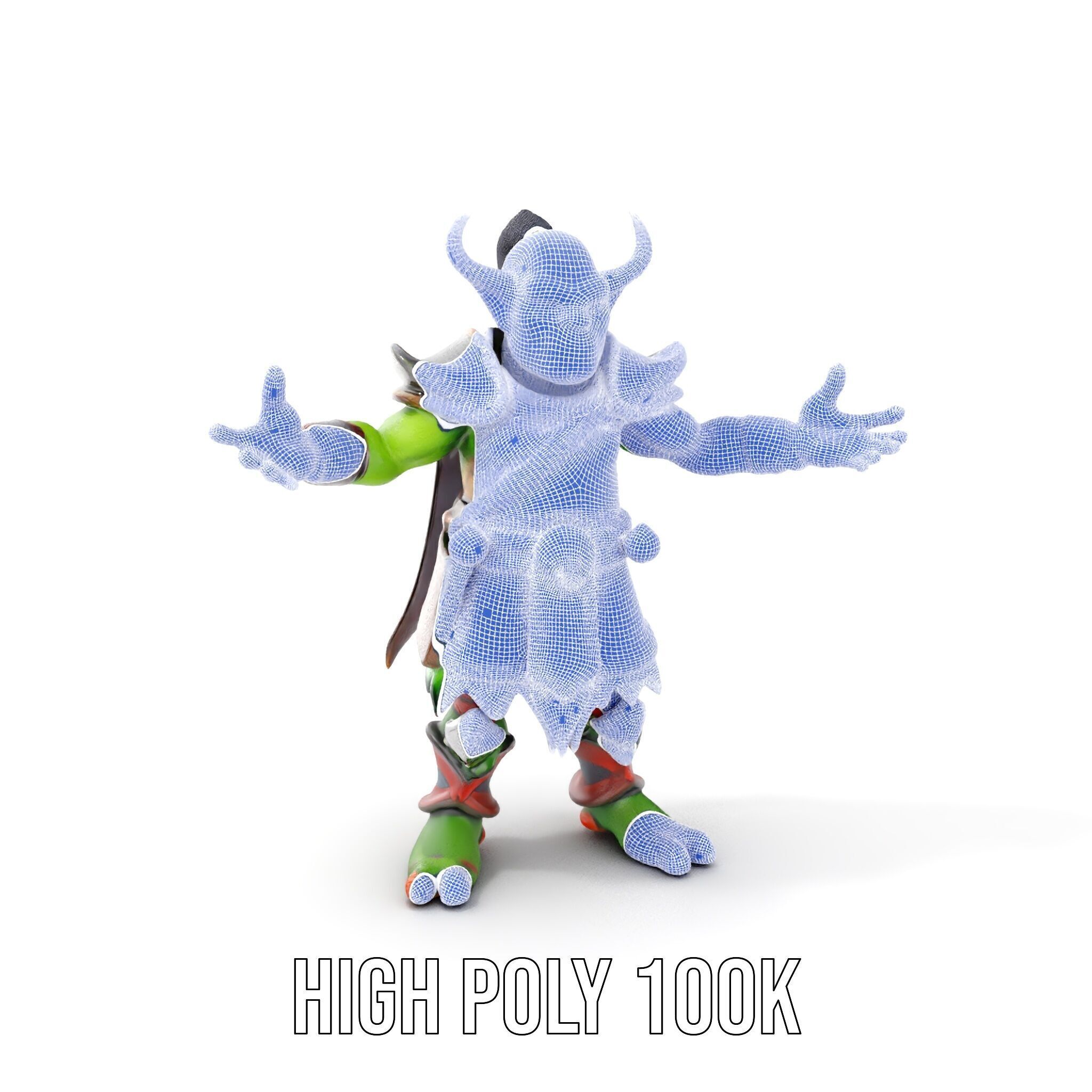 Orc Warlord Rigged and Animated for Games and Cinematics Low-poly 3D model_4