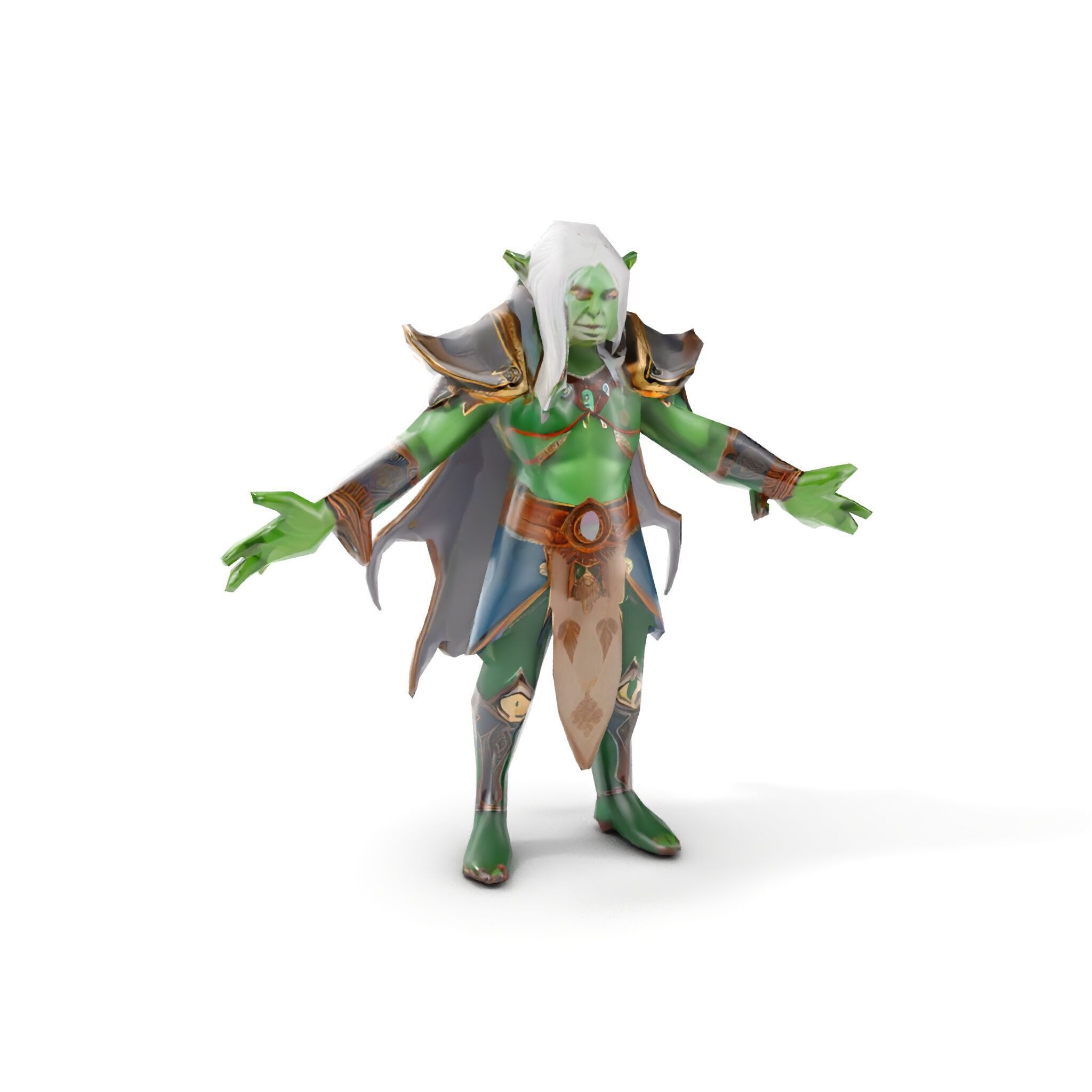 Fantasy Elven Sorcerer Character Model  Rigged and Animated Low-poly 3D model_26