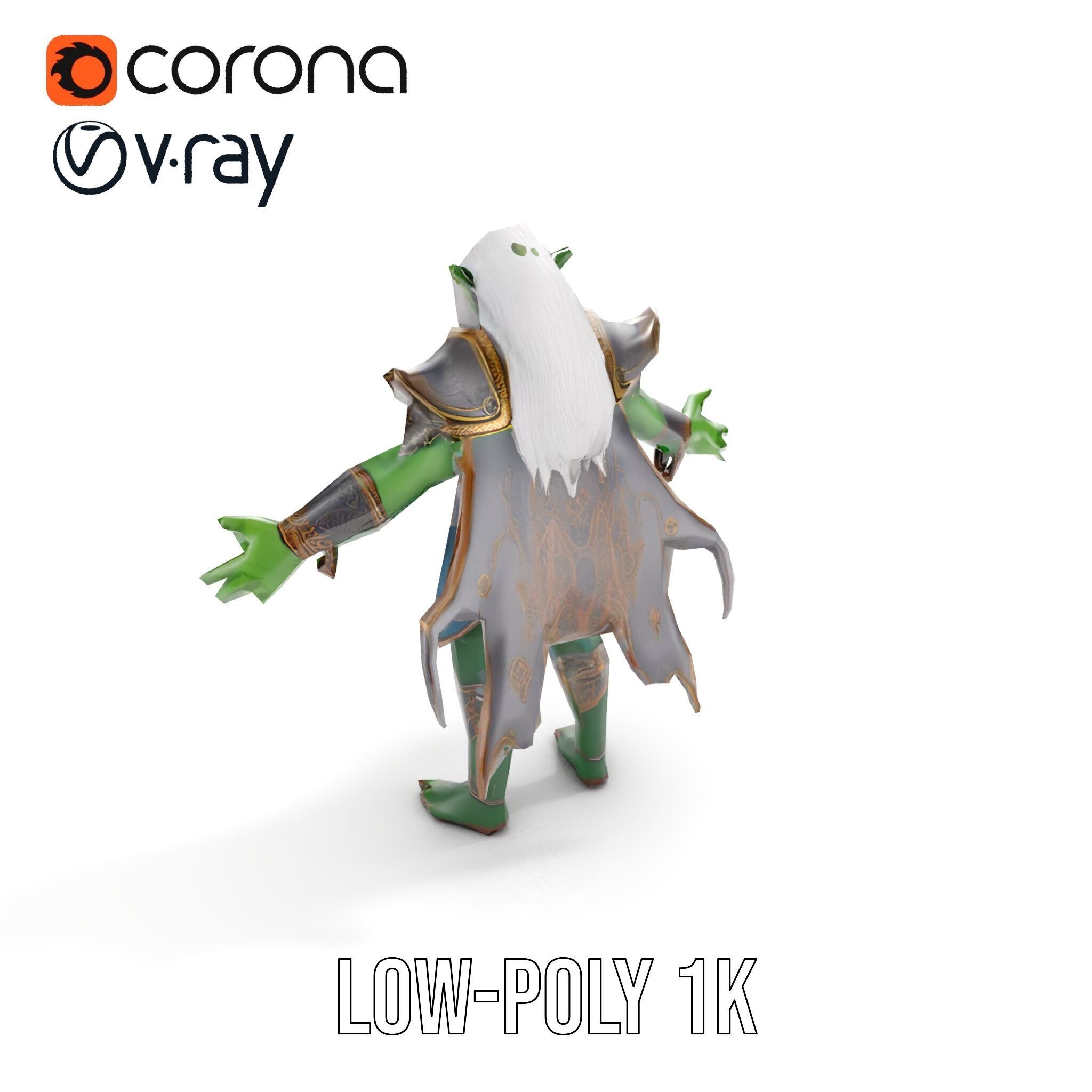 Fantasy Elven Sorcerer Character Model  Rigged and Animated Low-poly 3D model_23