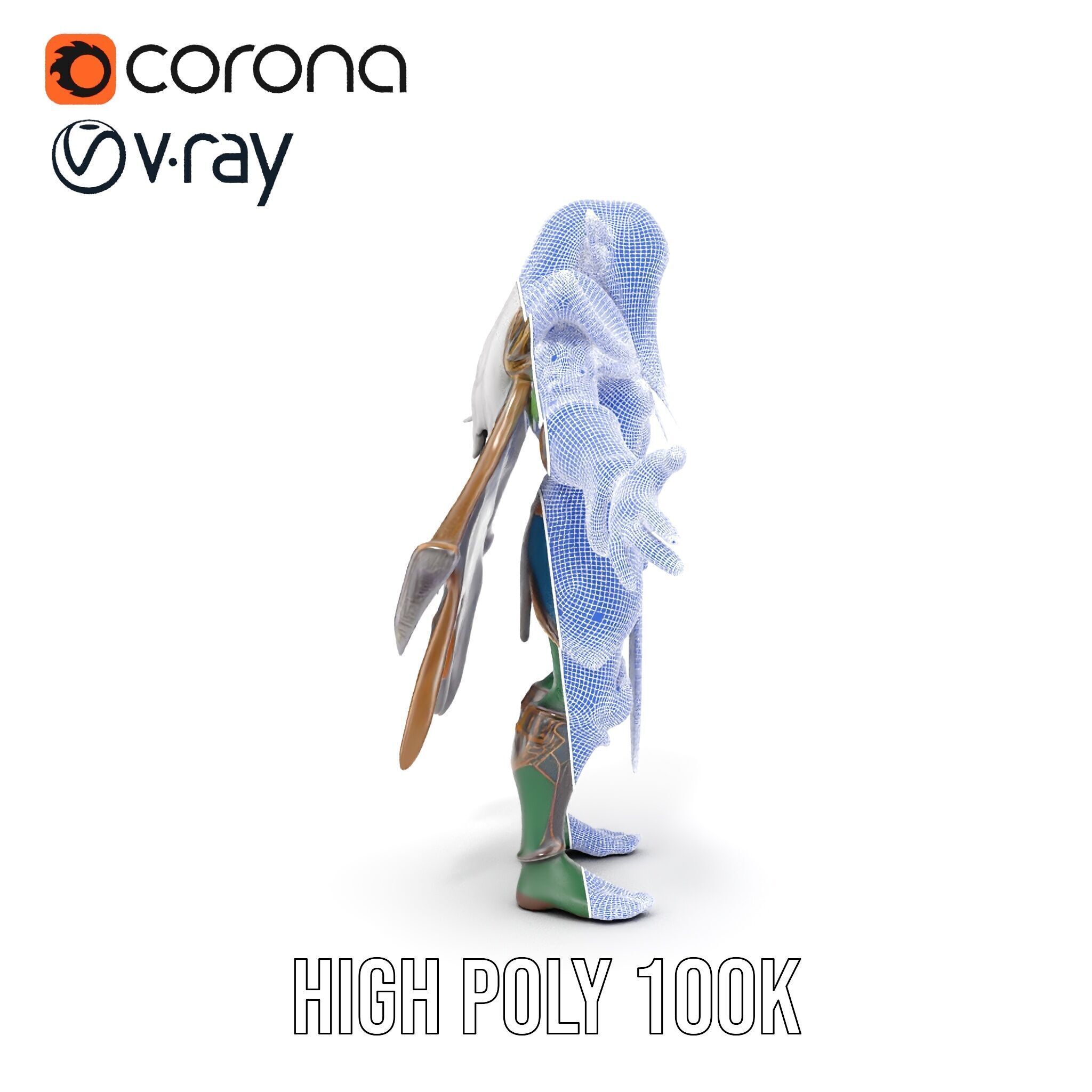 Fantasy Elven Sorcerer Character Model  Rigged and Animated Low-poly 3D model_40