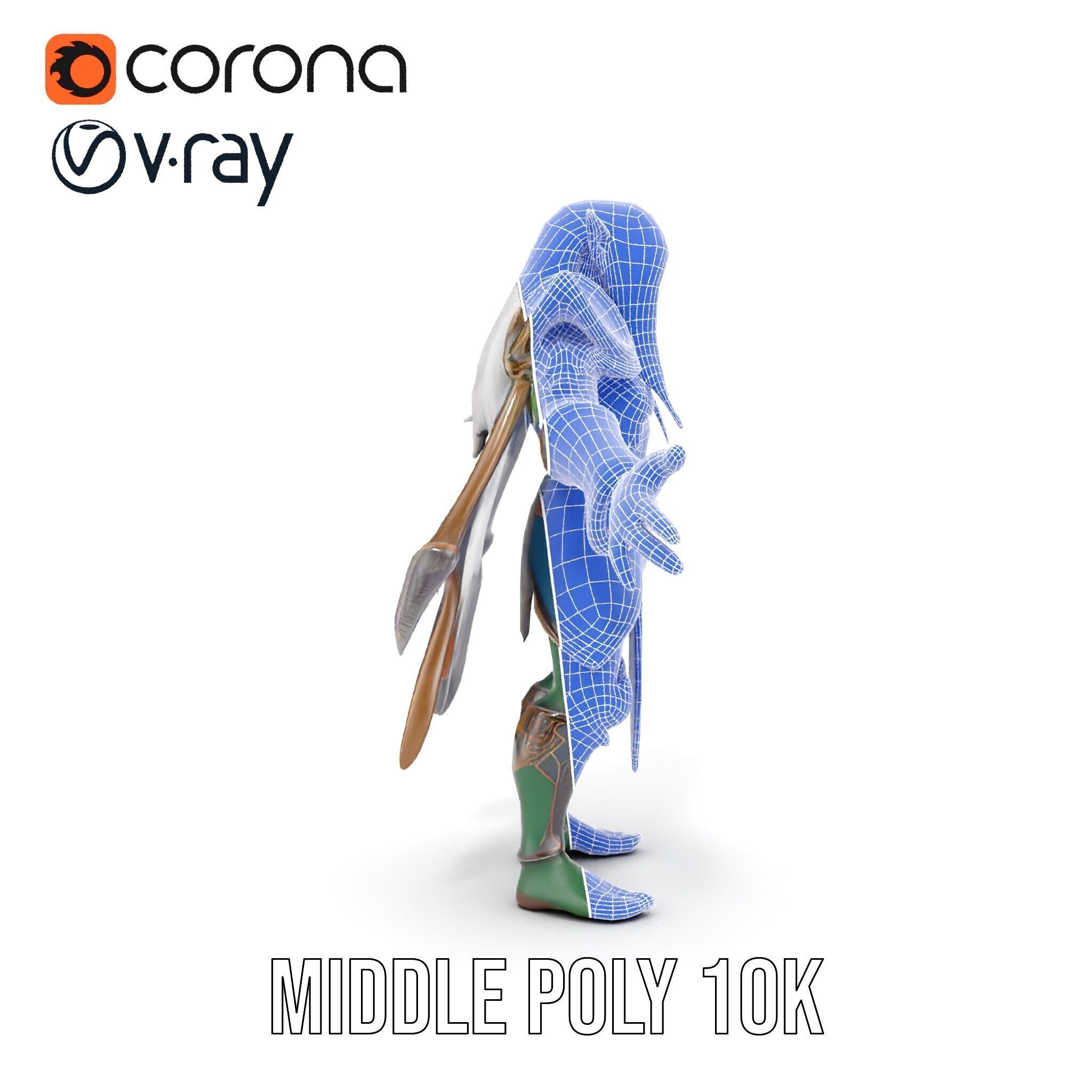 Fantasy Elven Sorcerer Character Model  Rigged and Animated Low-poly 3D model_34