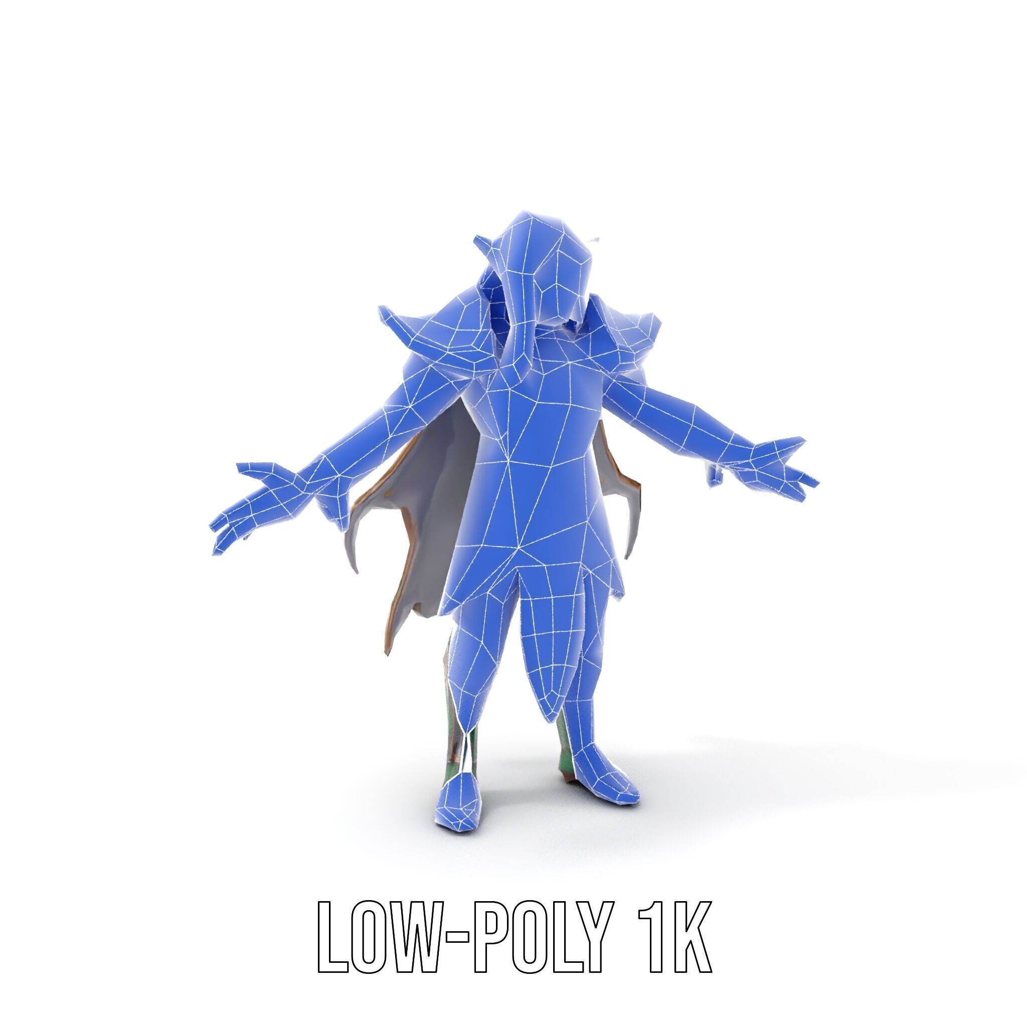 Fantasy Elven Sorcerer Character Model  Rigged and Animated Low-poly 3D model_13