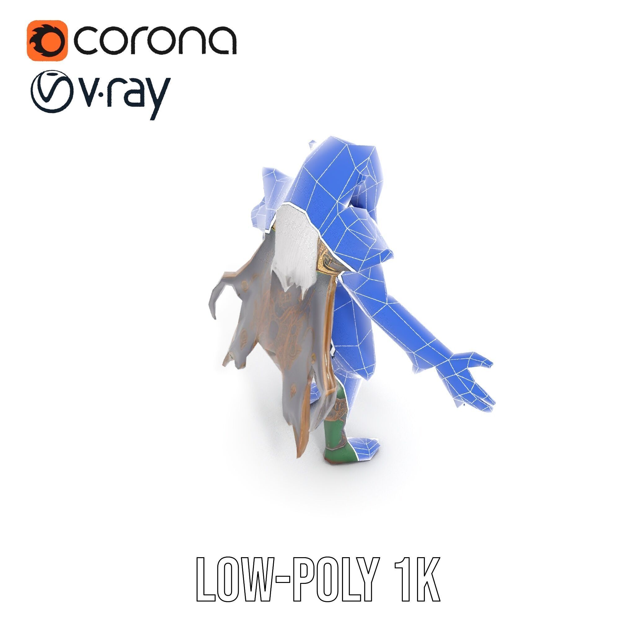 Fantasy Elven Sorcerer Character Model  Rigged and Animated Low-poly 3D model_20