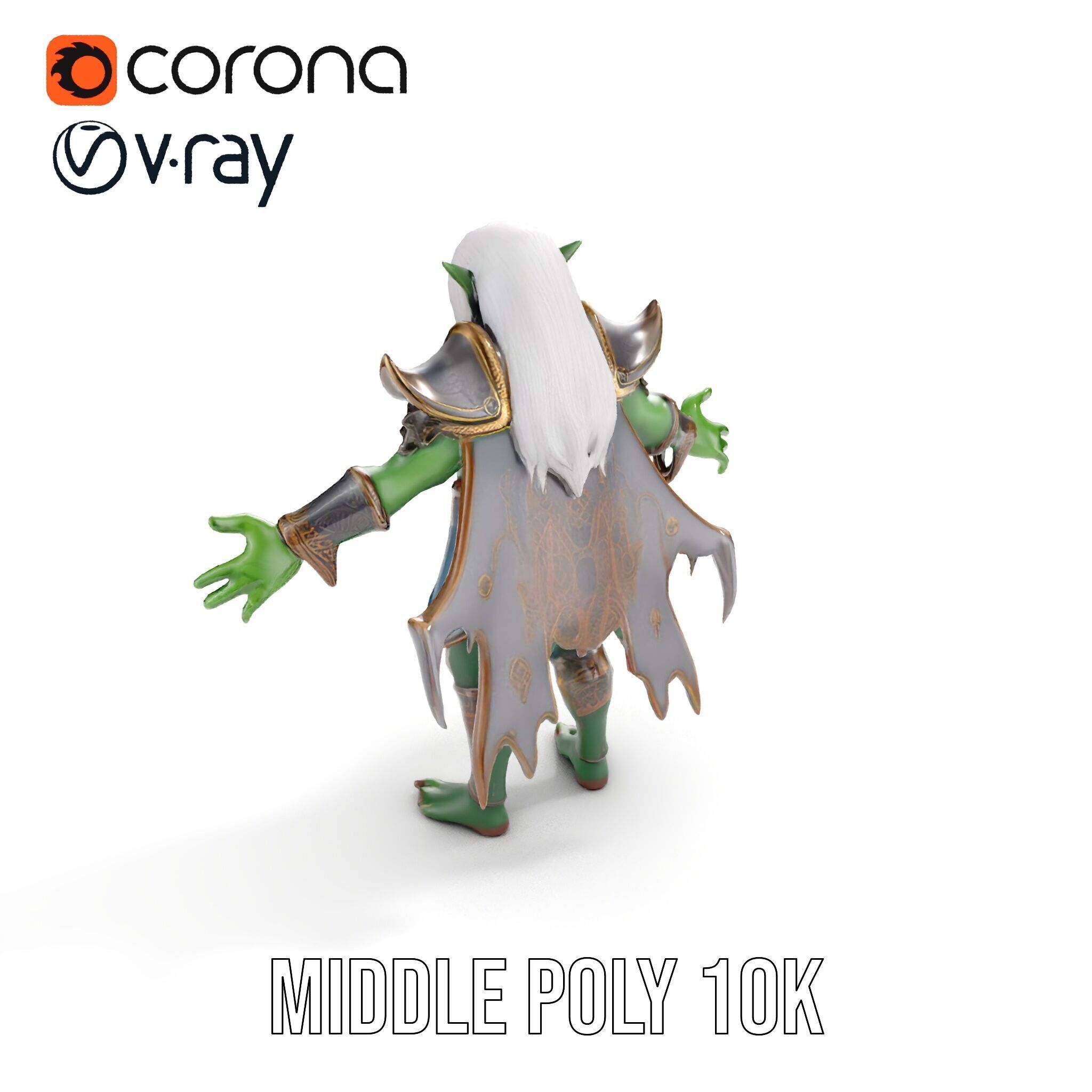 Fantasy Elven Sorcerer Character Model  Rigged and Animated Low-poly 3D model_25