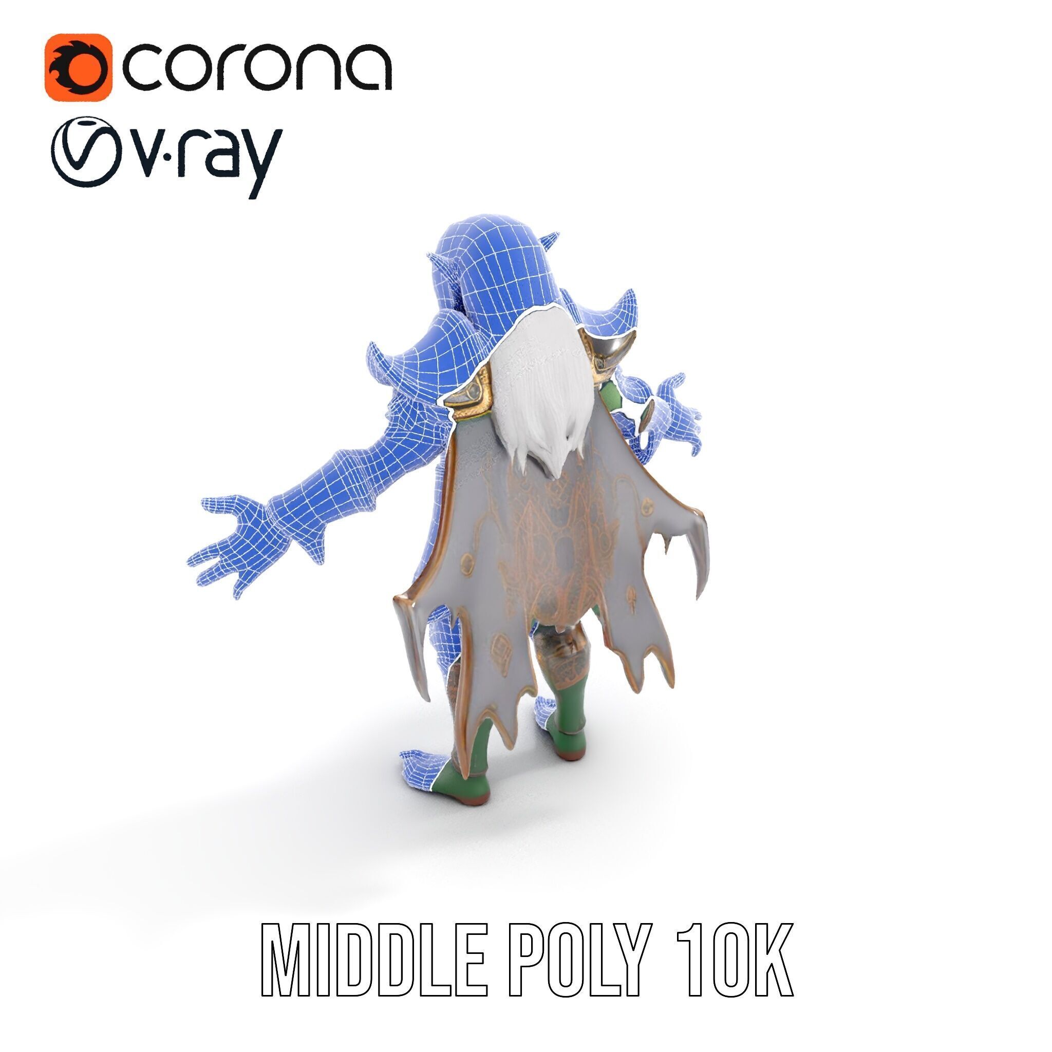 Fantasy Elven Sorcerer Character Model  Rigged and Animated Low-poly 3D model_22