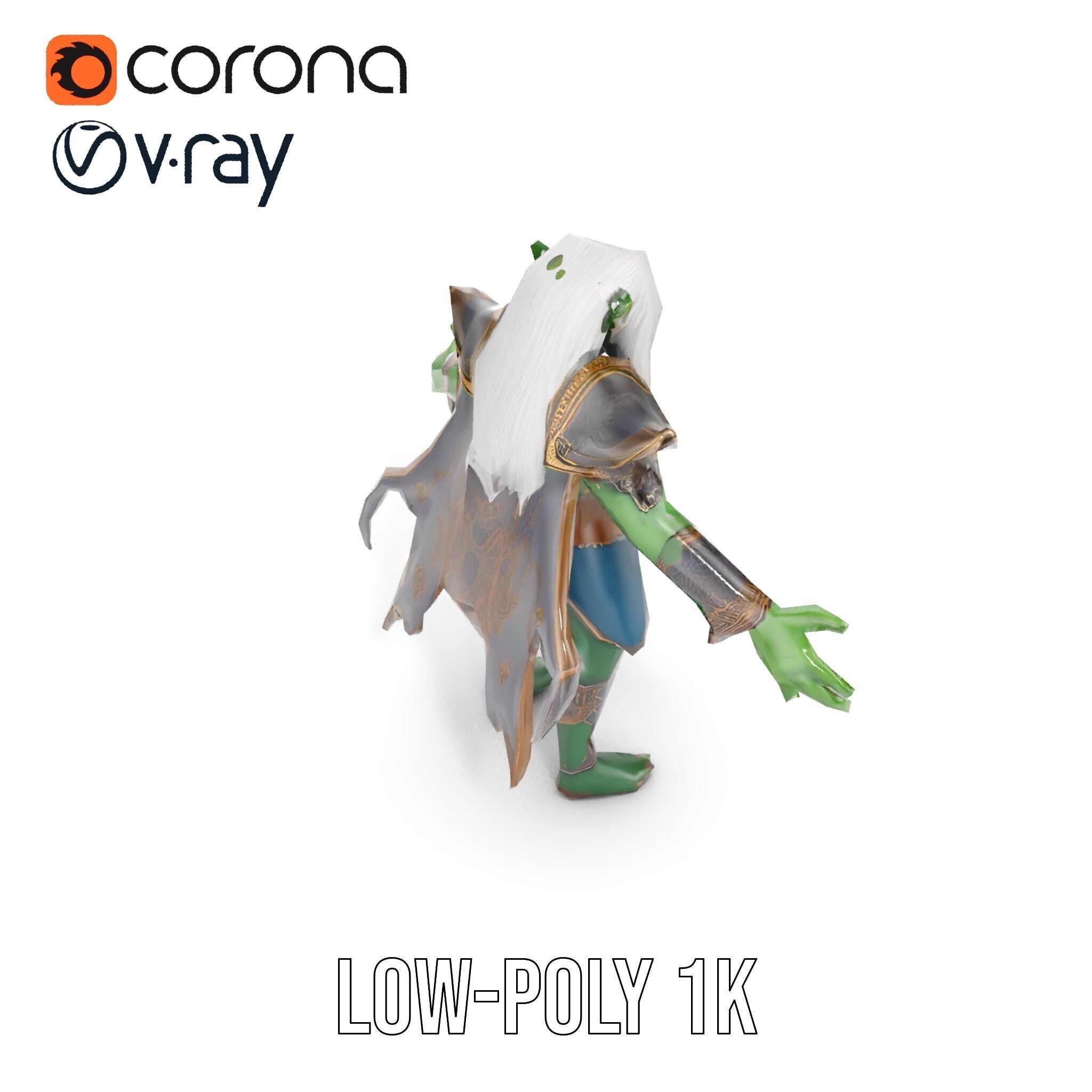 Fantasy Elven Sorcerer Character Model  Rigged and Animated Low-poly 3D model_10