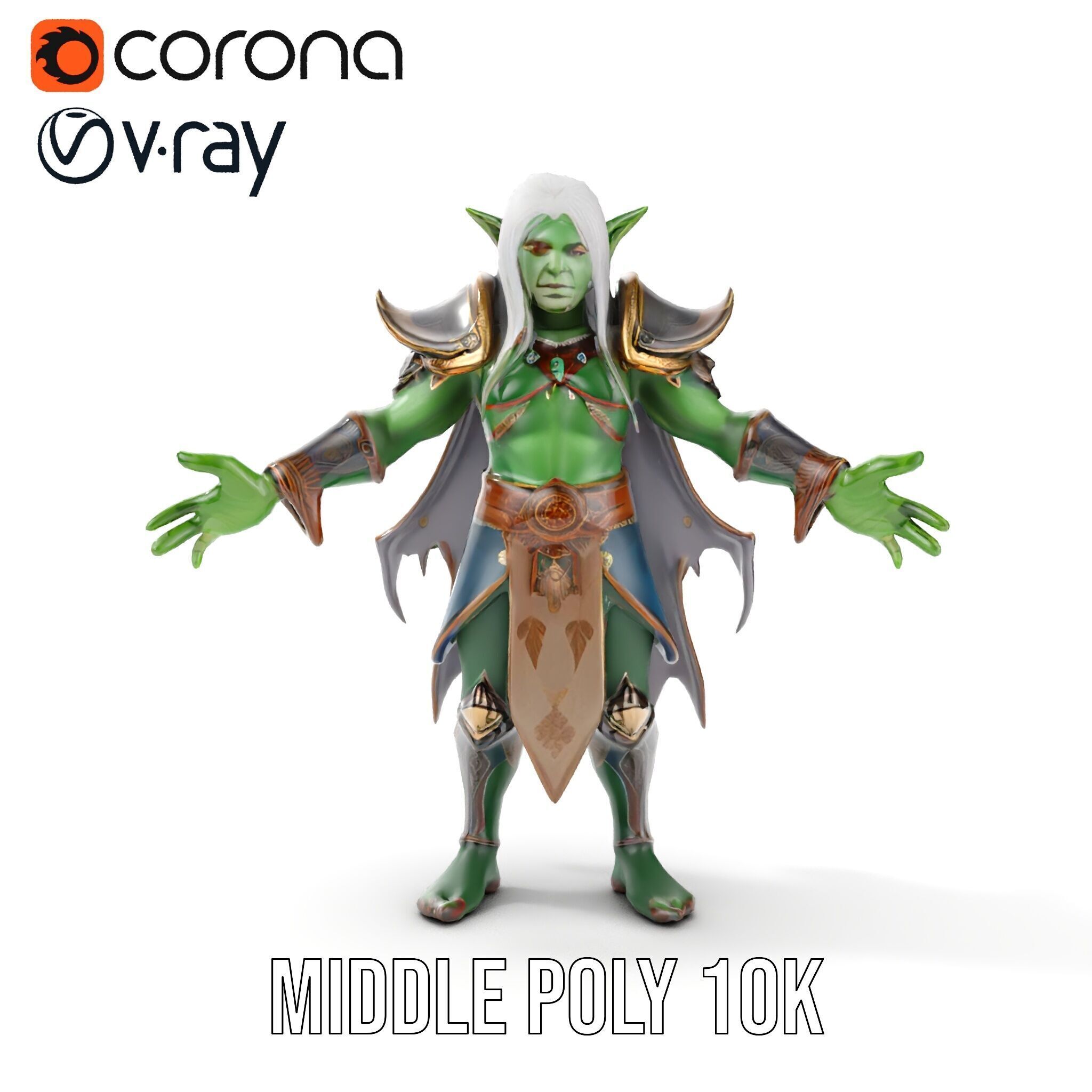Fantasy Elven Sorcerer Character Model  Rigged and Animated Low-poly 3D model_17
