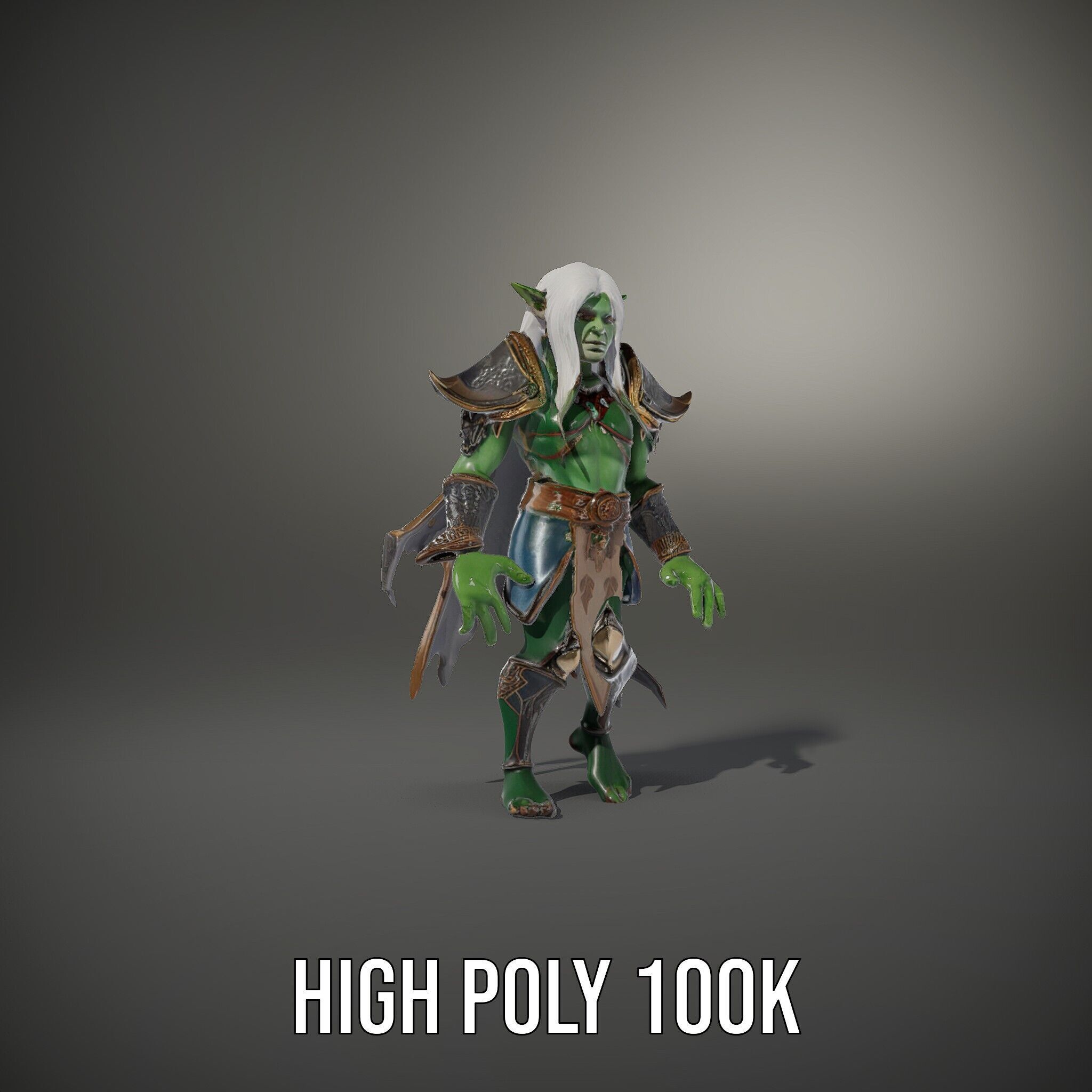 Fantasy Elven Sorcerer Character Model  Rigged and Animated Low-poly 3D model_14