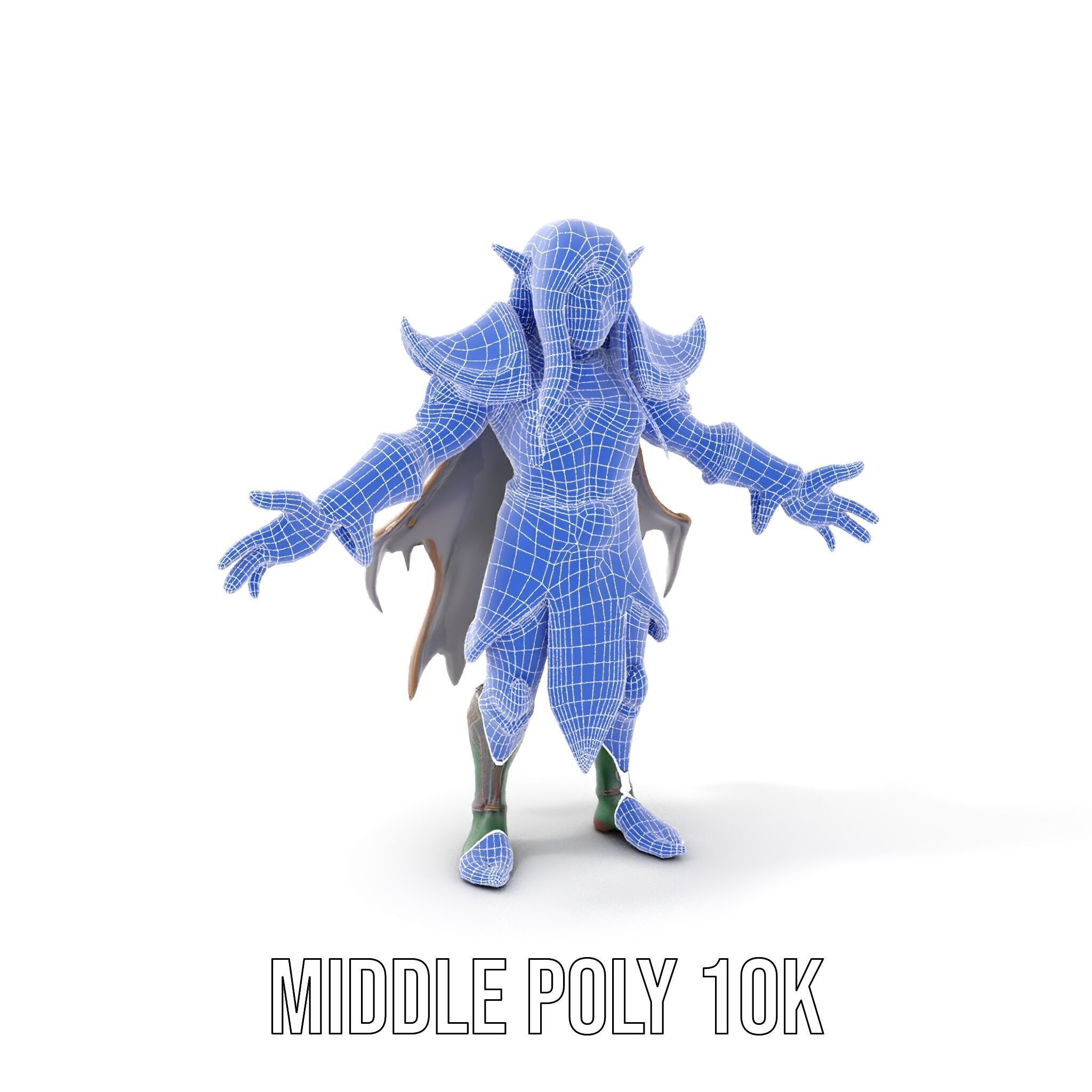 Fantasy Elven Sorcerer Character Model  Rigged and Animated Low-poly 3D model_15