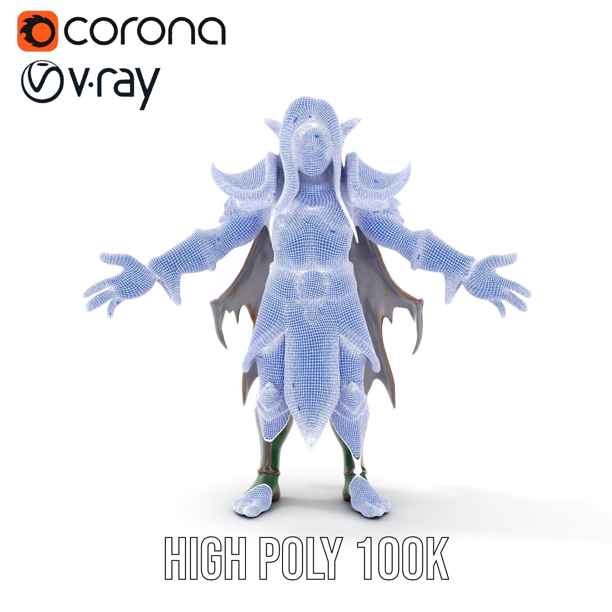 Fantasy Elven Sorcerer Character Model  Rigged and Animated Low-poly 3D model_38