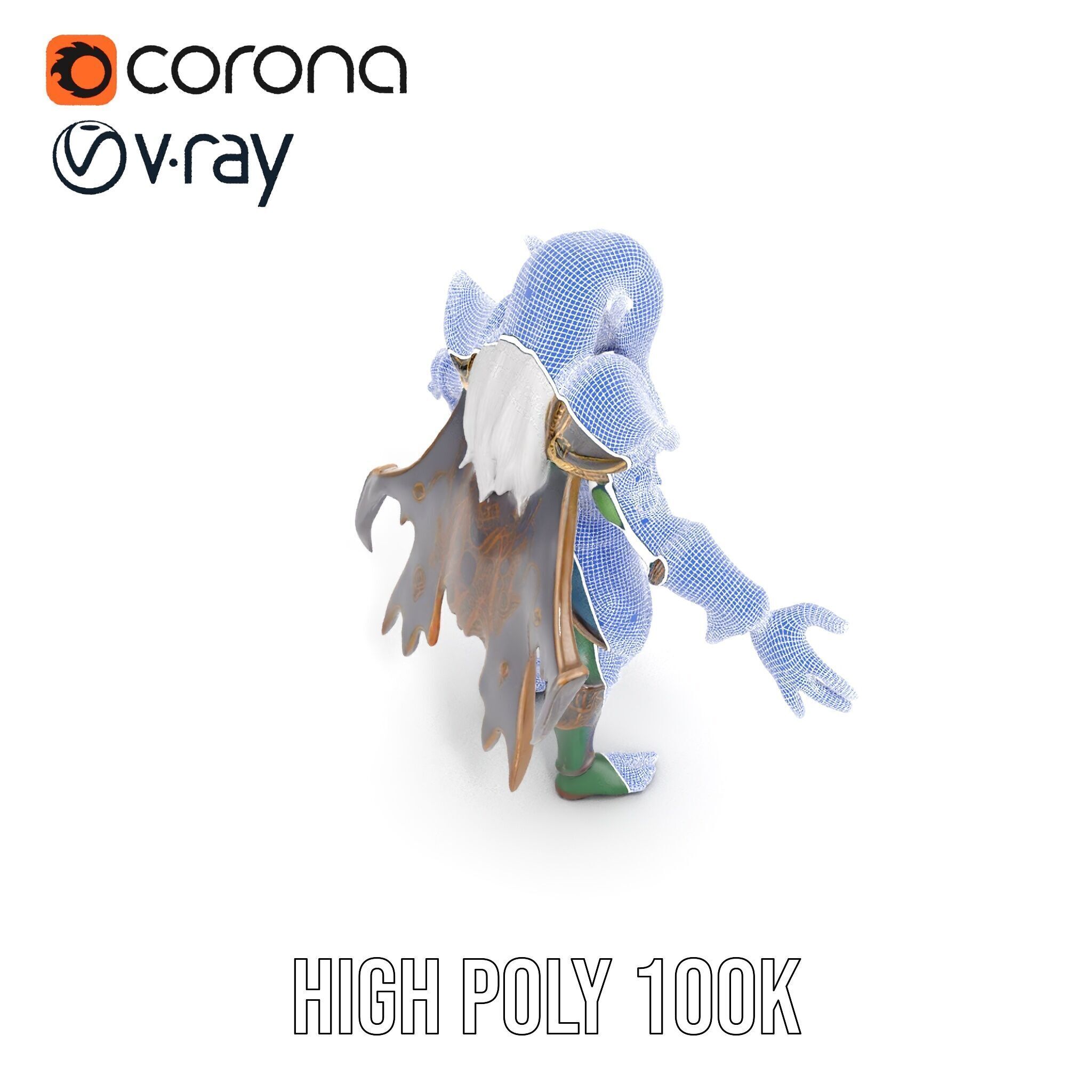 Fantasy Elven Sorcerer Character Model  Rigged and Animated Low-poly 3D model_27