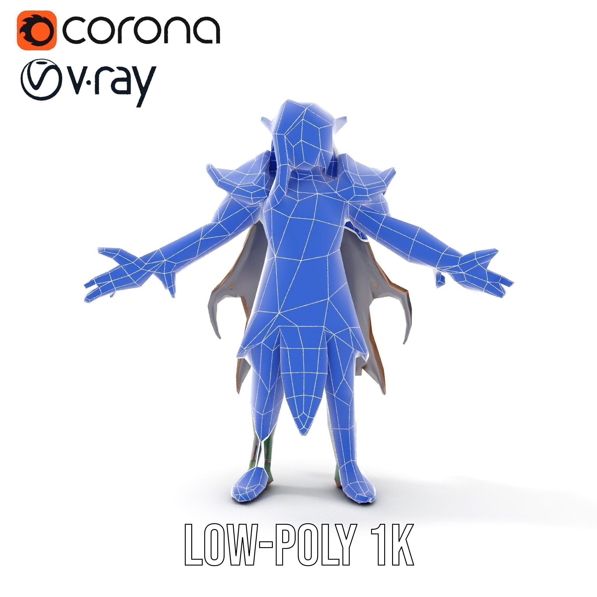 Fantasy Elven Sorcerer Character Model  Rigged and Animated Low-poly 3D model_16