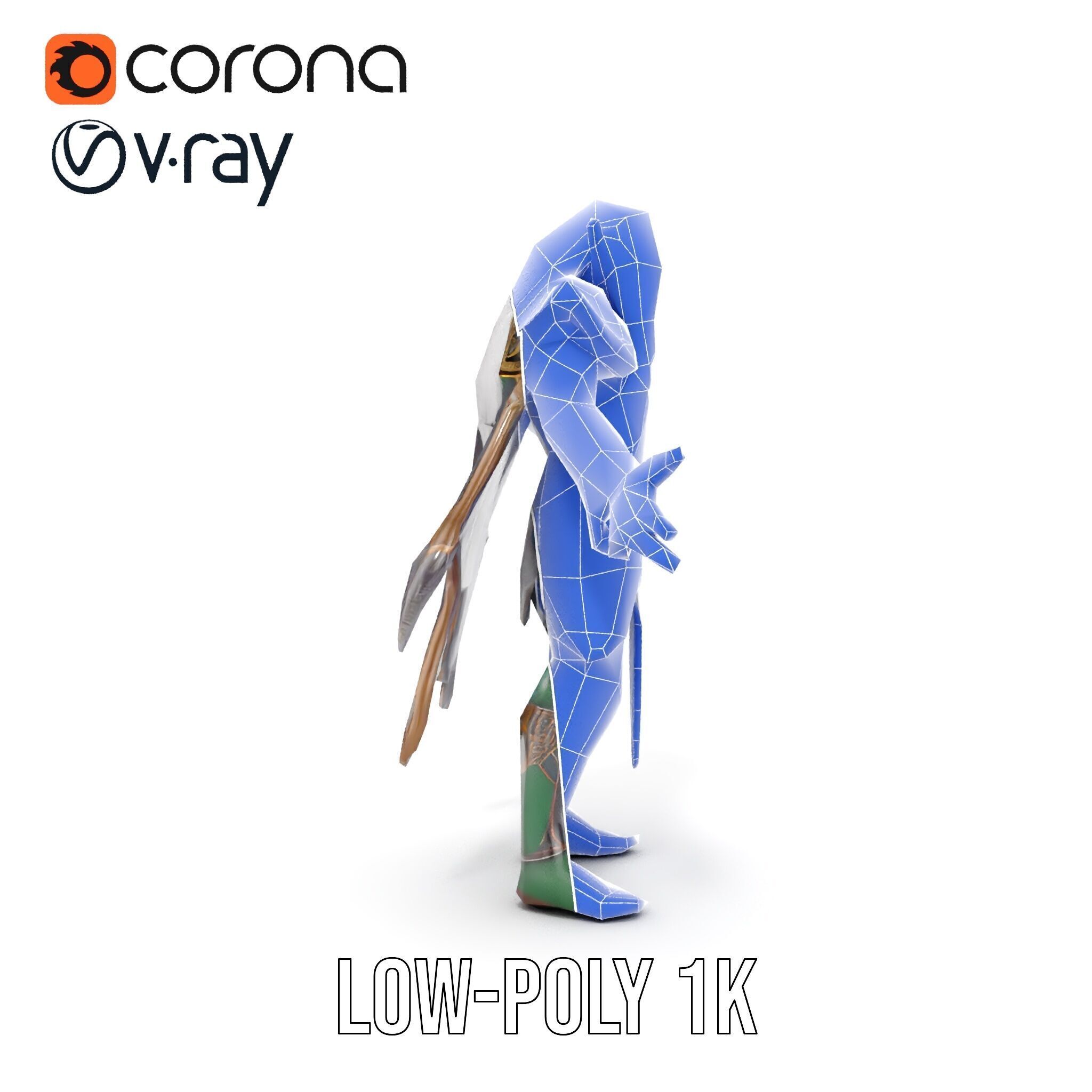Fantasy Elven Sorcerer Character Model  Rigged and Animated Low-poly 3D model_18