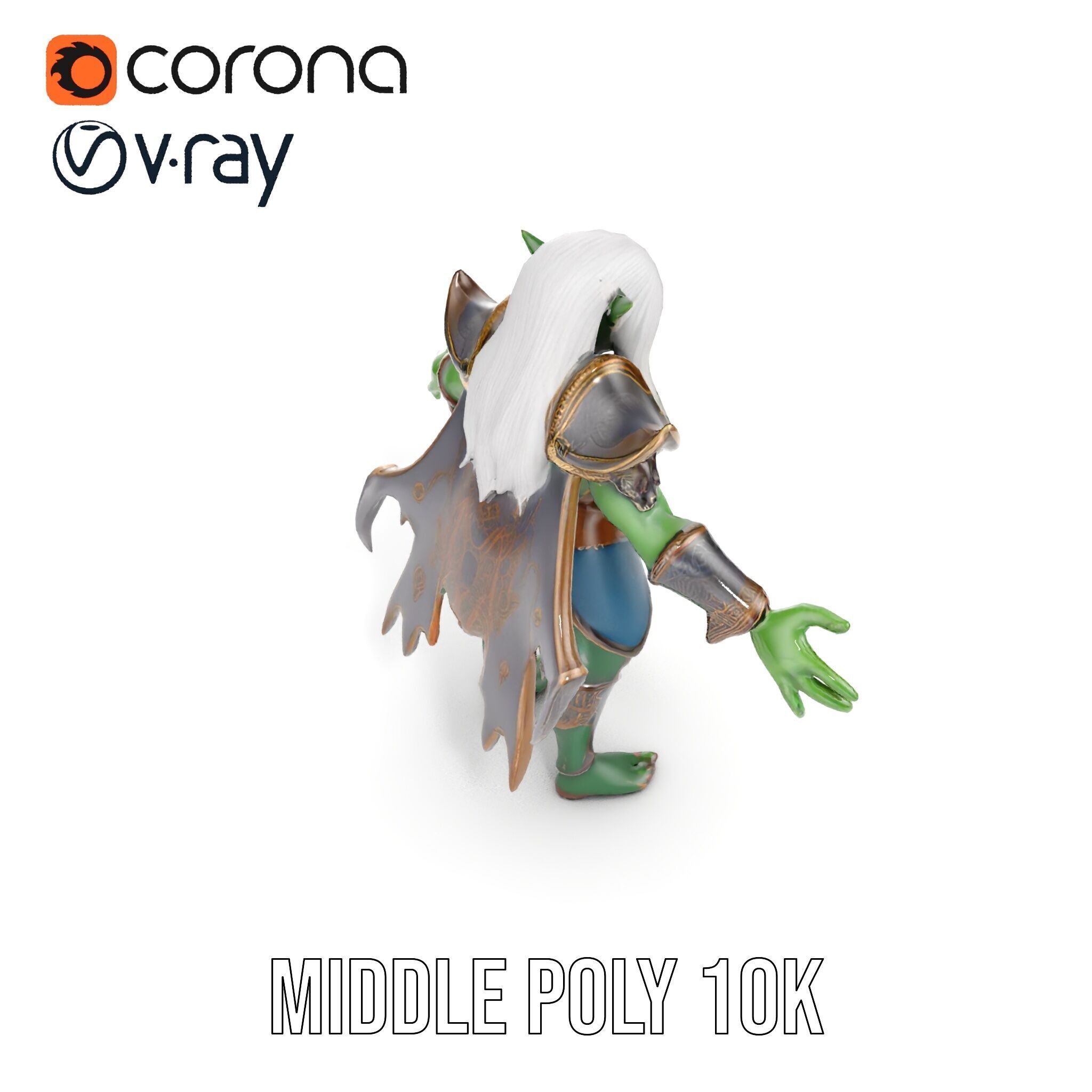 Fantasy Elven Sorcerer Character Model  Rigged and Animated Low-poly 3D model_19