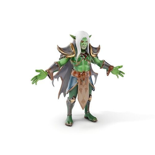 Fantasy Elven Sorcerer Character Model  Rigged and Animated Low-poly 3D model