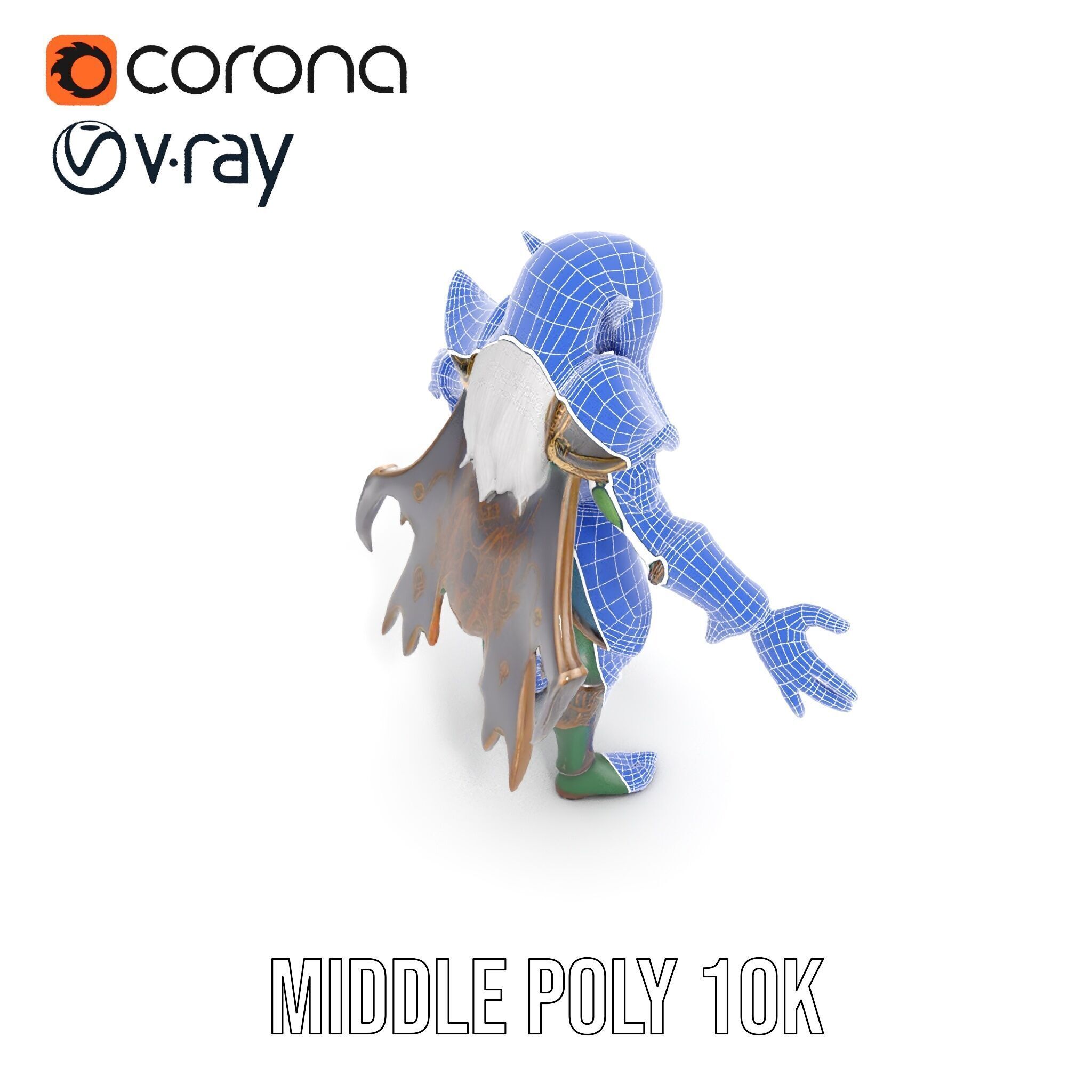 Fantasy Elven Sorcerer Character Model  Rigged and Animated Low-poly 3D model_28