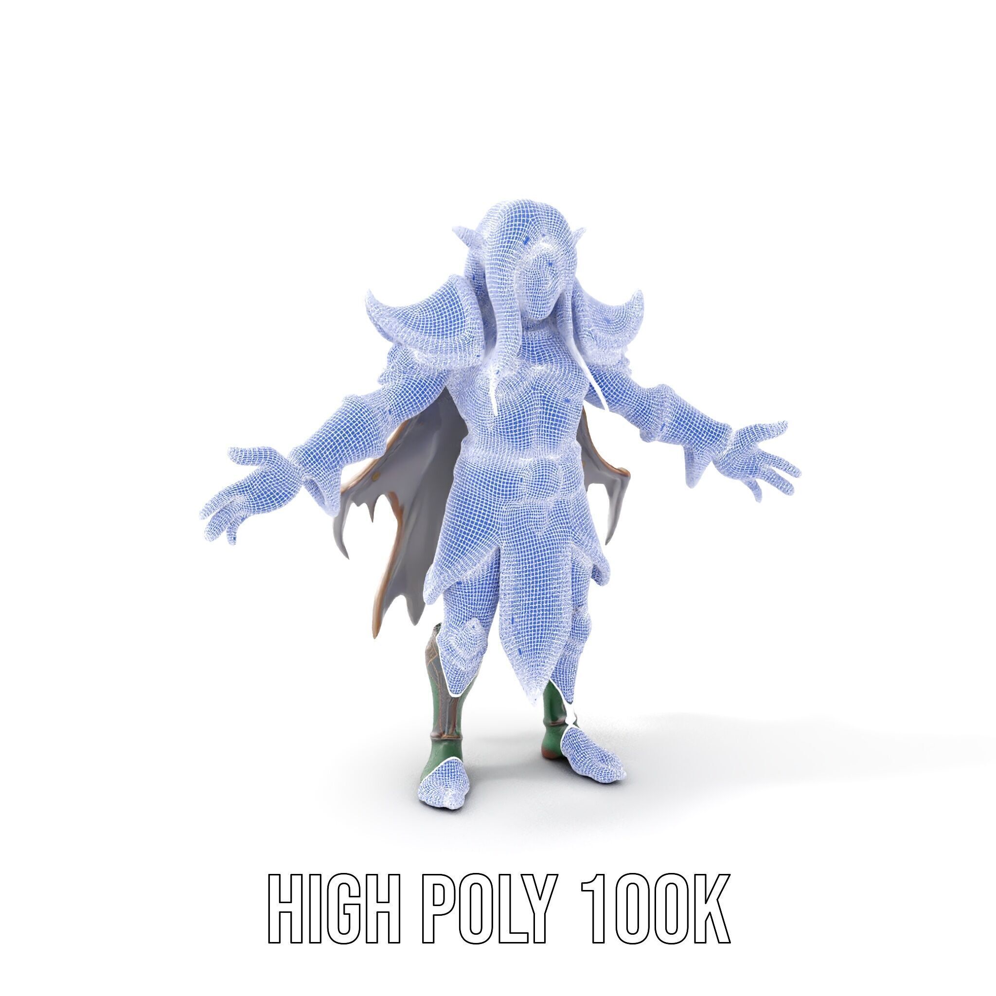 Fantasy Elven Sorcerer Character Model  Rigged and Animated Low-poly 3D model_4