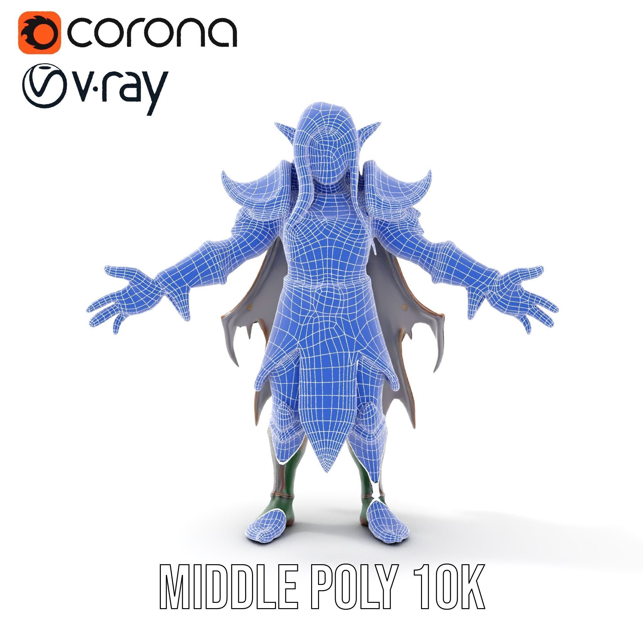 Fantasy Elven Sorcerer Character Model  Rigged and Animated Low-poly 3D model_37