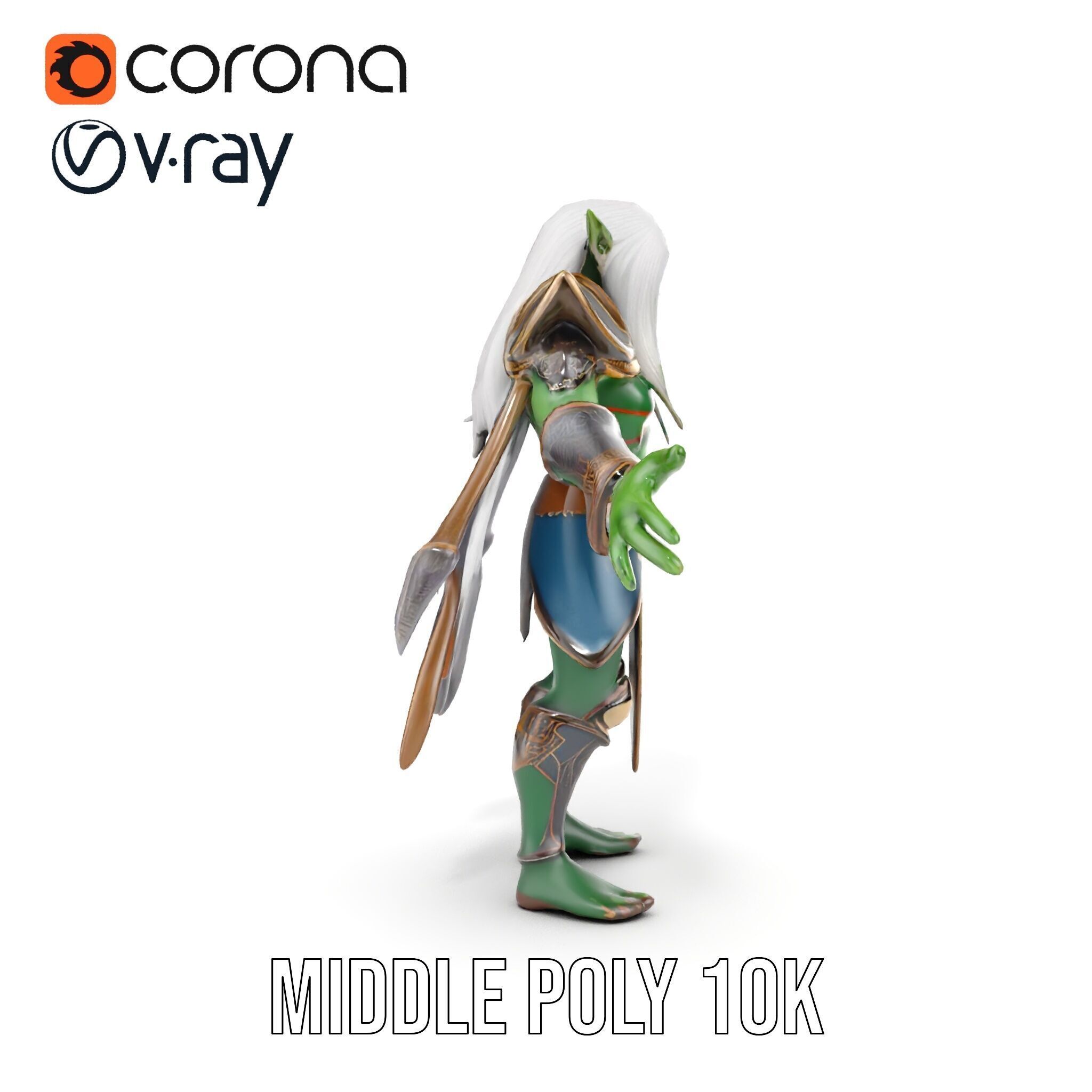 Fantasy Elven Sorcerer Character Model  Rigged and Animated Low-poly 3D model_31
