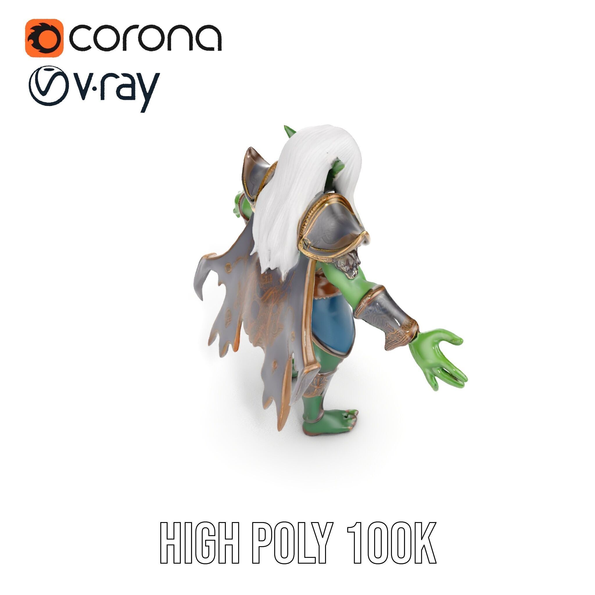 Fantasy Elven Sorcerer Character Model  Rigged and Animated Low-poly 3D model_24
