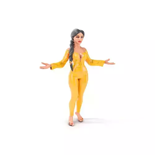 Golden Dancer Rigged and Animated D Character Model Low-poly 3D model