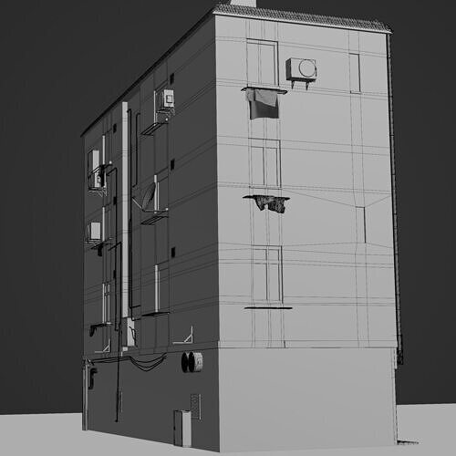 Asian Cyberpunk Towerblock 3D model 7