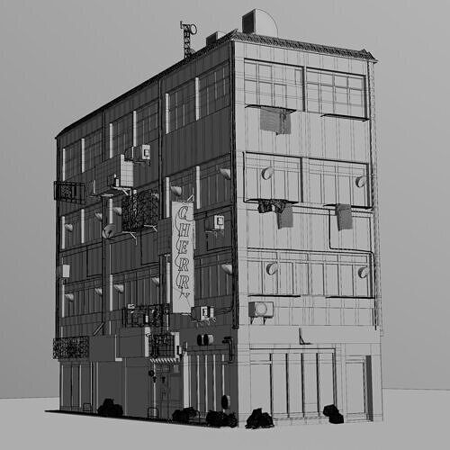 Asian Cyberpunk Towerblock 3D model 6