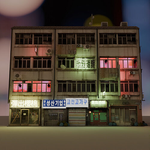 Asian Cyberpunk Towerblock 3D model 4